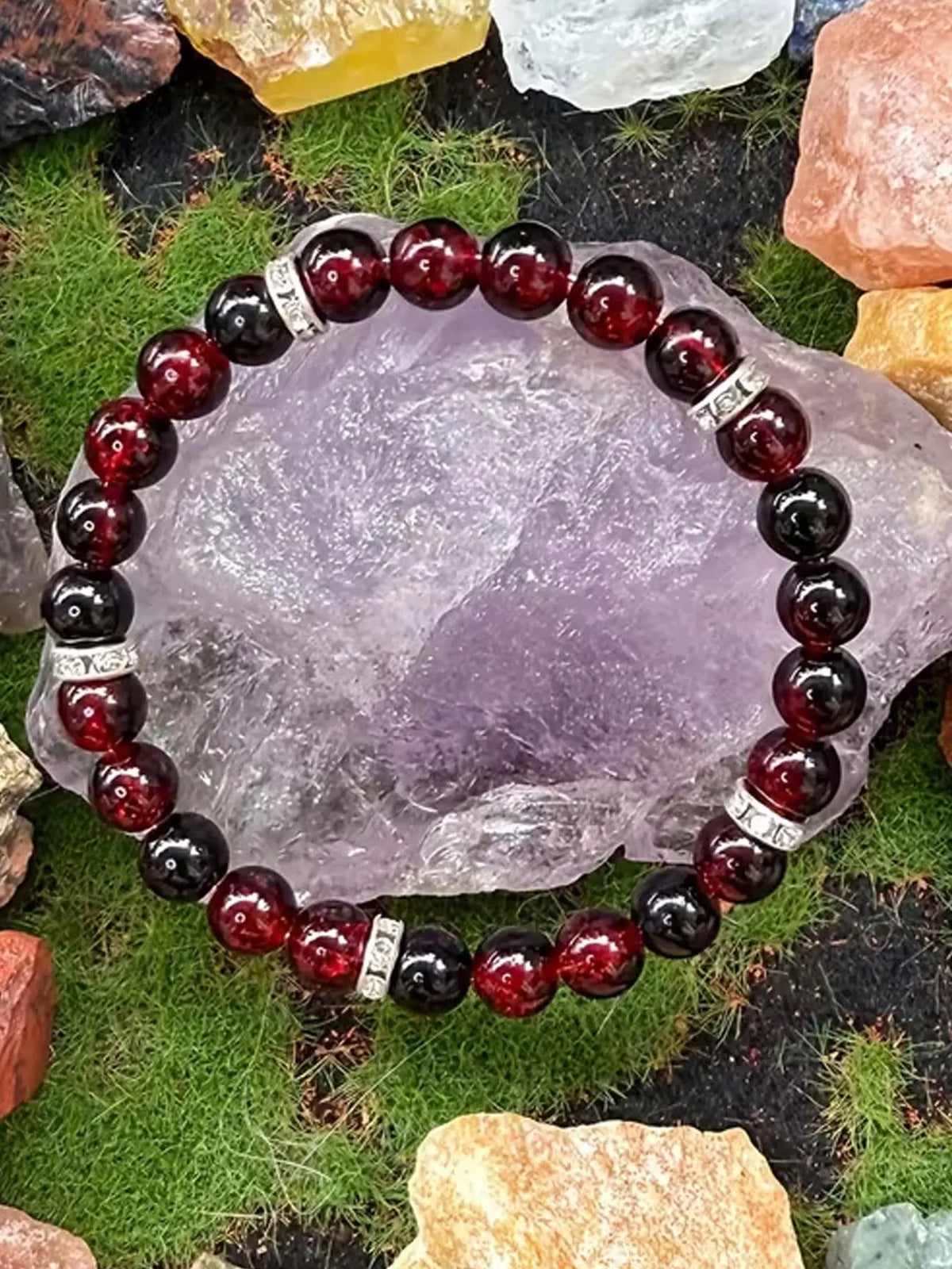 1 Pc Pomegranate Red Beaded Bracelet, Stretch Bangle, Inspirational Anxiety-Relief Stretch Jewelry, Handmade Unisex Accessory, Suitable for Daily Wear and Gifting in All Seasons