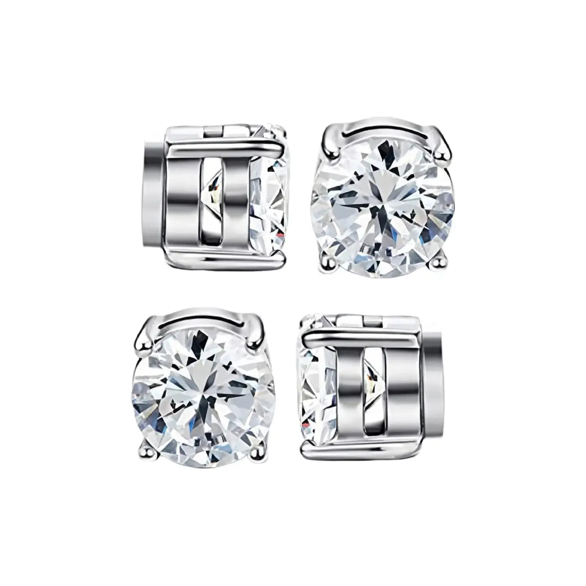 6mm Diameter Sparkling Zircon Look Magnet Studs Earrings - Stainless Steel No Ear Hole Fake Studs, Fashionable Decorative Wear Costume Jewelry Accessories (Note: Choking Hazard Magnets)