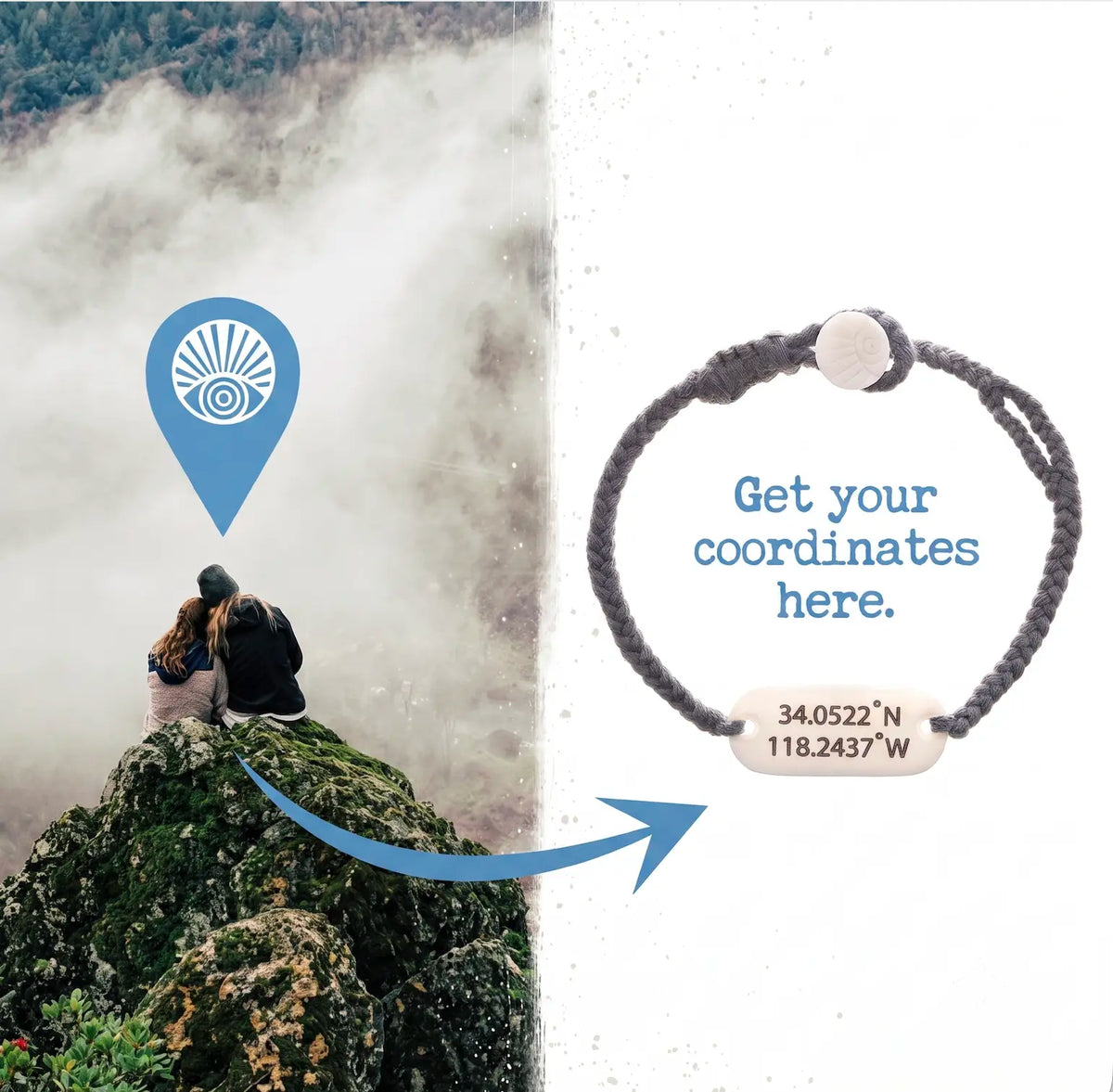 Wanderer Custom Coordinates Bracelet – Personalized Location Jewelry | Travel Sentimental Gift Handmade