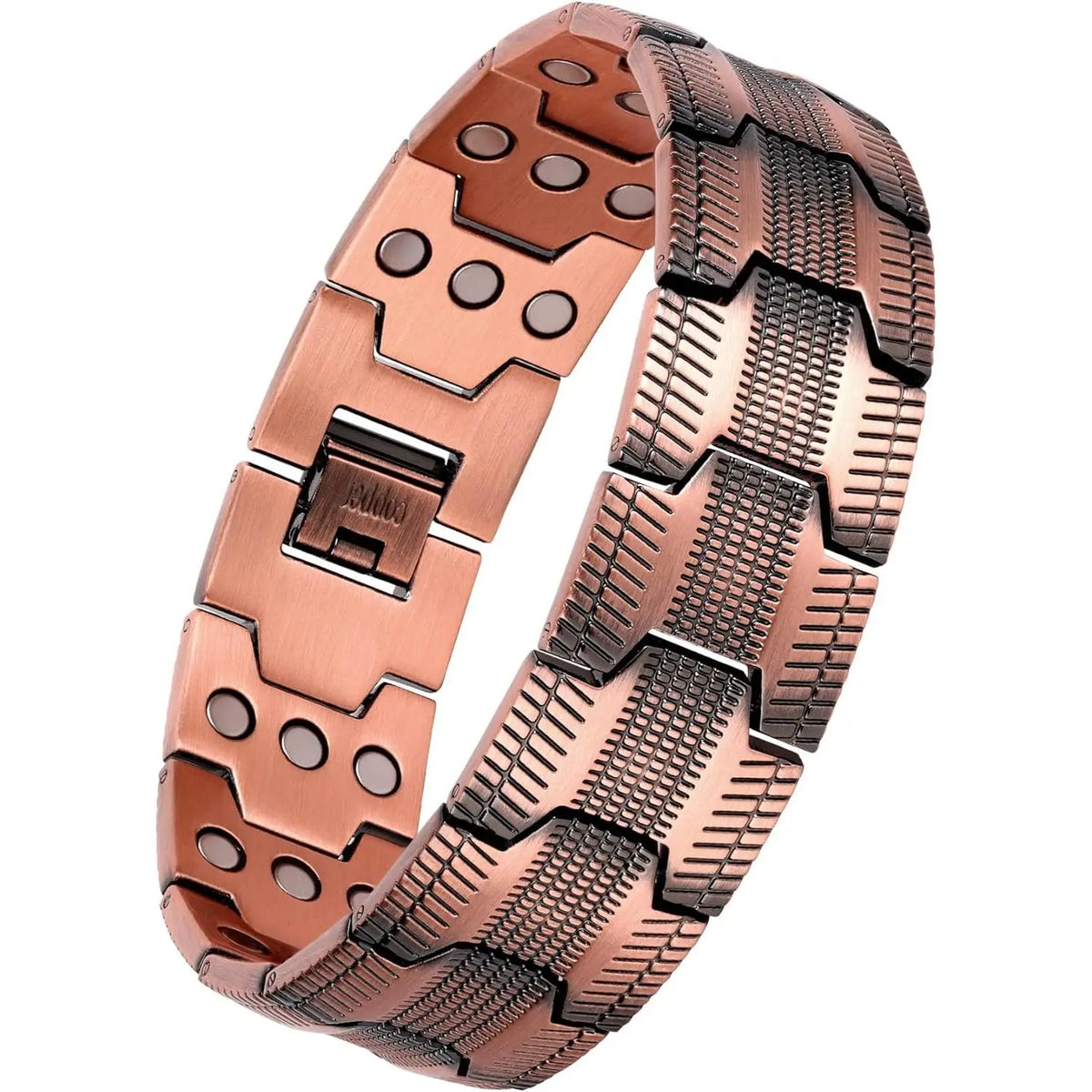 Feraco 99.99% Pure Copper Bracelet for Men - Masculine Tyre Tread Pattern, 3X Strength Magnetism, Adjustable Links, Fashionable Men's Accessories, Daily Wear Father's Day Gift, Dimensions-Inclusive Bangle,sohochic