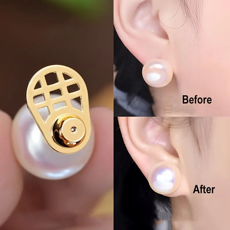 2pcs Set New Earring Backs, Polished, Durable, Secure, Shape Earring Enhancer, Suitable for Heavy Earrings, Locking Earring Back Replacement, Jewelry Gift for Women, Reliability, Functionality, Elegance, Christmas Gift