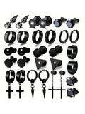 Men's Punk Style Cross and Hoop Earring Sets, Trendy Versatile Stud Earrings for Parties and Everyday Outfits, Exquisite Jewelry Gift for Birthdays, Earring Stacking Set, Ear Accessories, Earrings Studs, Casual Earrings Set
