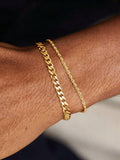 Men's Simple Style Stainless Steel Chain Bracelet, Jewelry for Party, Everyday & Birthday Gift, Adjustable Link Bracelet, Stackable Bracelets, Stacked Design Bracelets