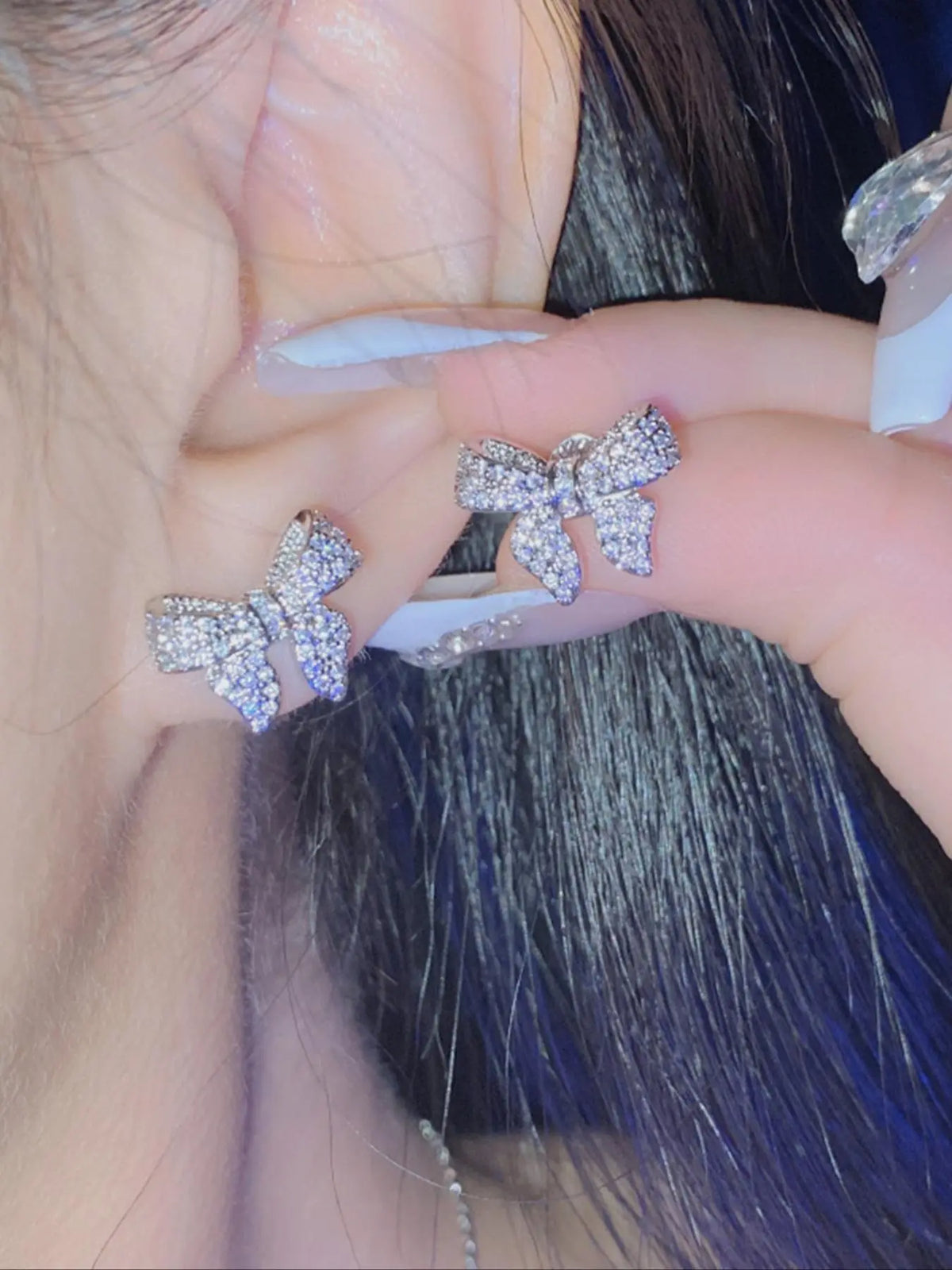 Women's Elegant Bowknot Design Stud Earrings (1 Pair), Zircon Stud Earrings, Exquisite Trendy Stud Earrings, Fashionable Jewelry for Women for Daily & Party Decoration, Jewelry Gifts, Studs Earrings, Classic Style Earrings, Artificial Zircon Earrings