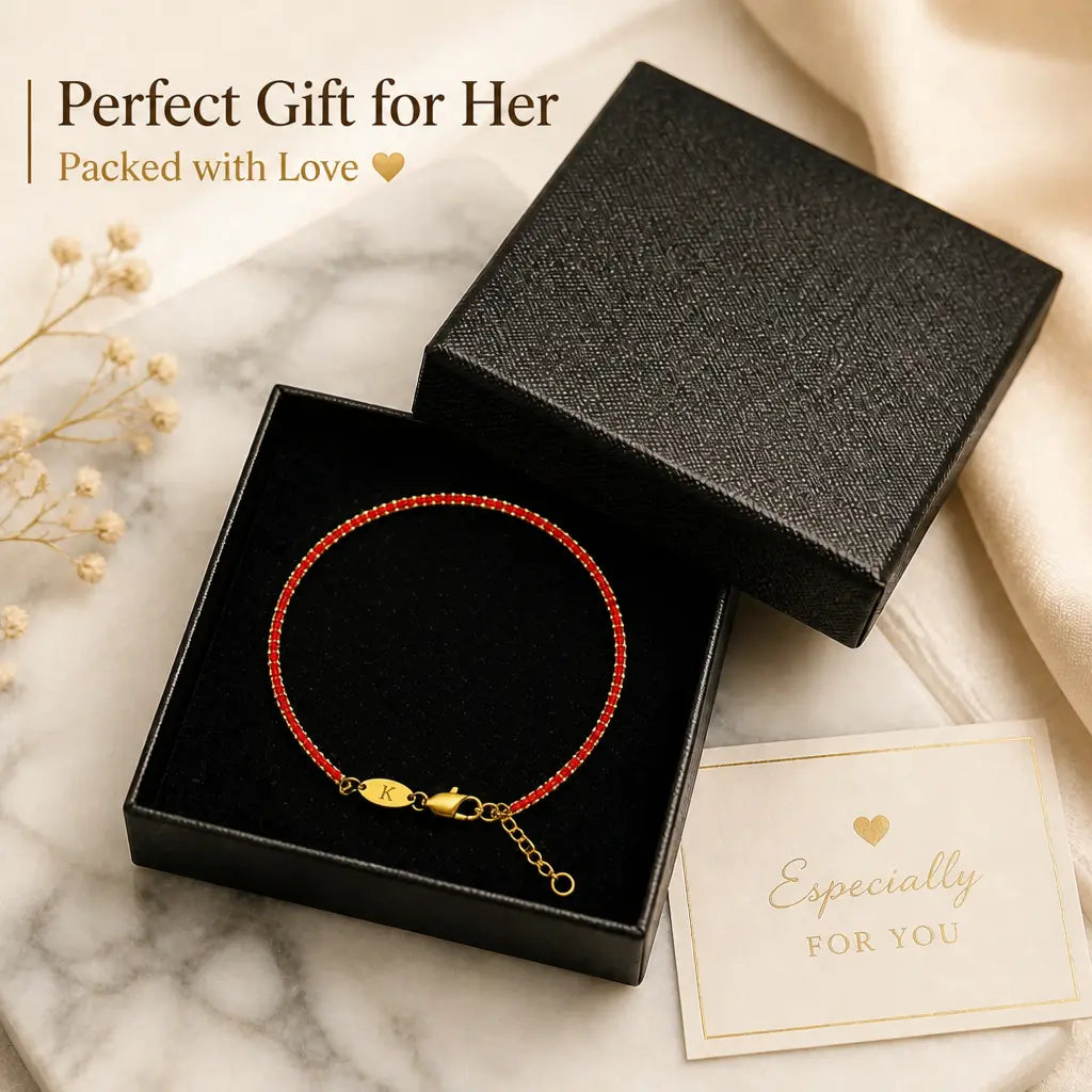 Women's Minimalist Boho Red String Bracelets - Handcrafted Woven Pattern Cord Jewelry with Gold Beads, Adjustable Length Lucky Charm, Gold Aesthetic, Everyday Wear Wrist Stack, Gift-Ready for Birthday