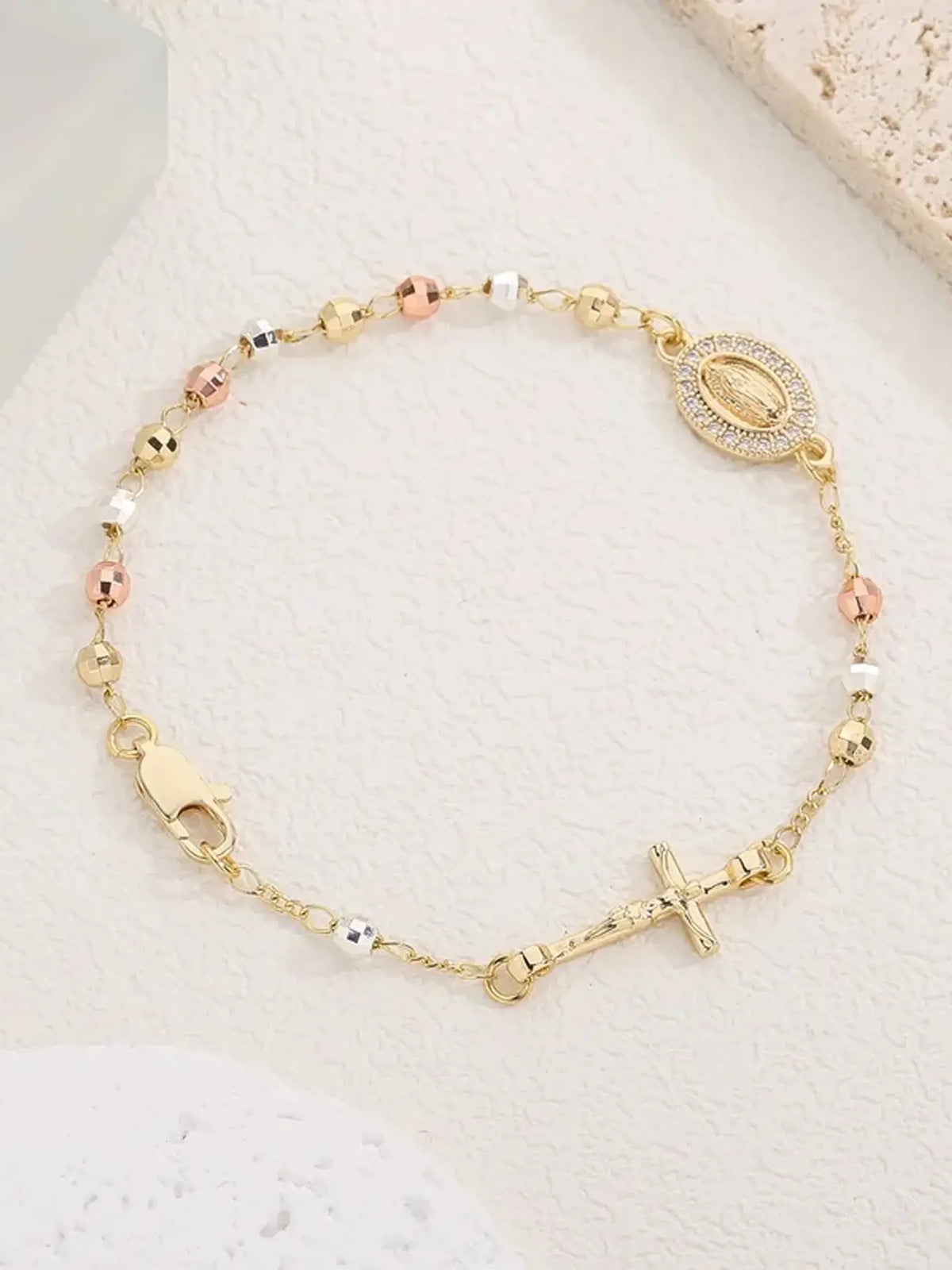 Women's Elegant Our Lady of Mary Design Bracelet, Cross Charm Bangle, Fashion Religious Faith Jewelry with Cross, Trendy All-match & Exquisite Jewelry for Birthday Gift, Cross Bracelets