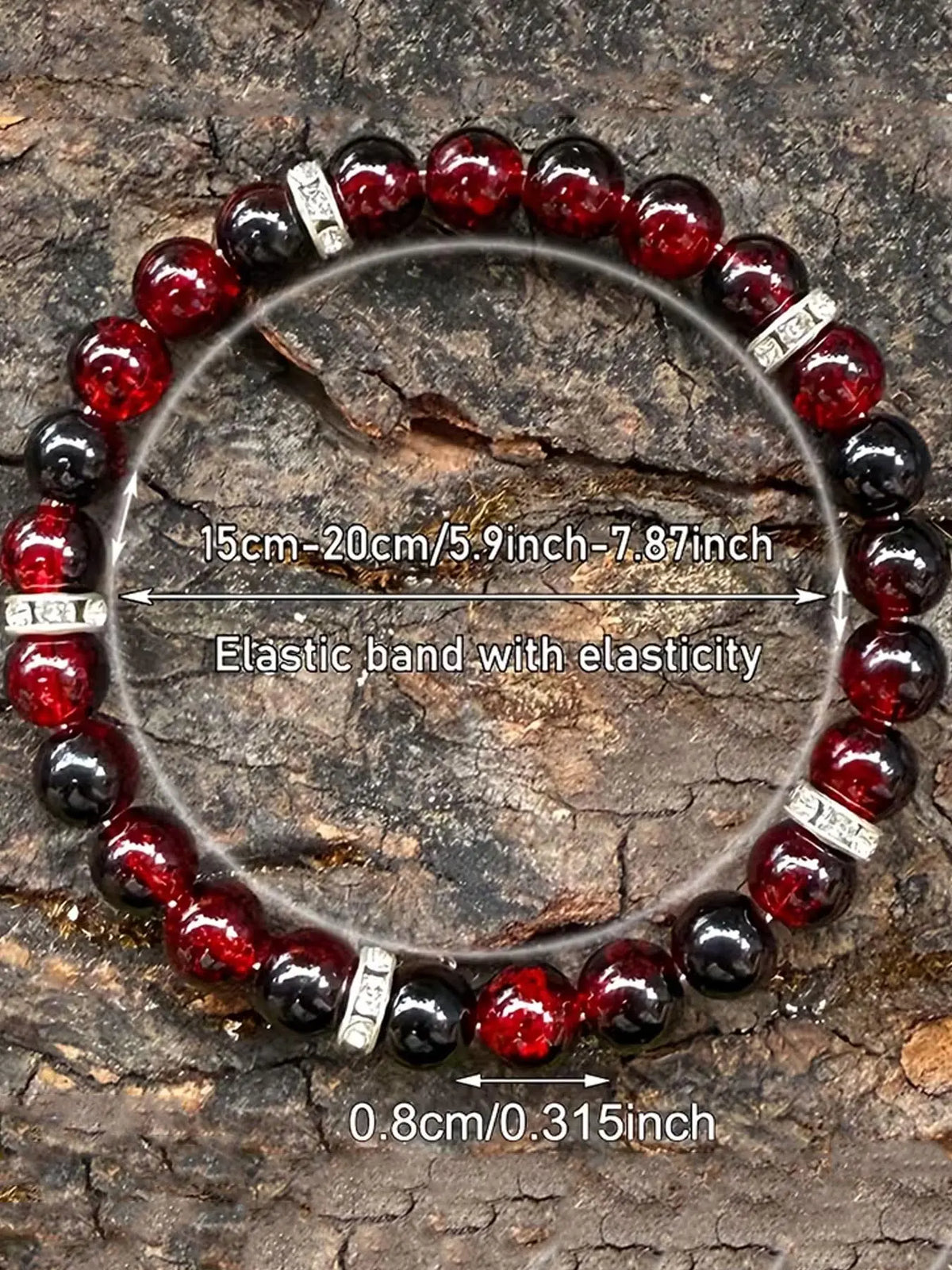 1 Pc Pomegranate Red Beaded Bracelet, Stretch Bangle, Inspirational Anxiety-Relief Stretch Jewelry, Handmade Unisex Accessory, Suitable for Daily Wear and Gifting in All Seasons