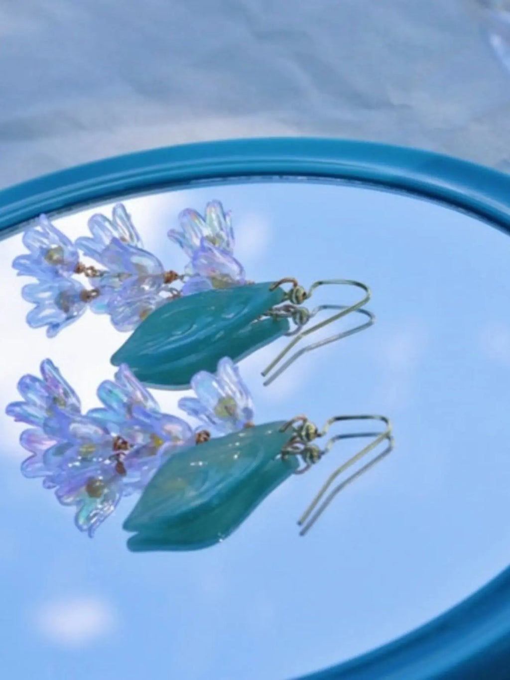 Tulip Leaf Women's Romantic Style Earrings, Pearl Glossy Flower Shape Long Fringe Fashion Earrings, Elegant Jewelry, Fashion Jewelry Party, Fashionable Earrings