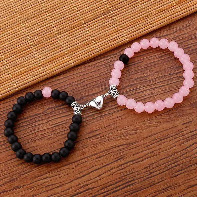 Couple Magnetic Heart Shape Sports Wristbands, Matching BF and GF Minimalist Polyester Rope Trendy Jewelry, Gifts for Boyfriend GF Gift for Back to School