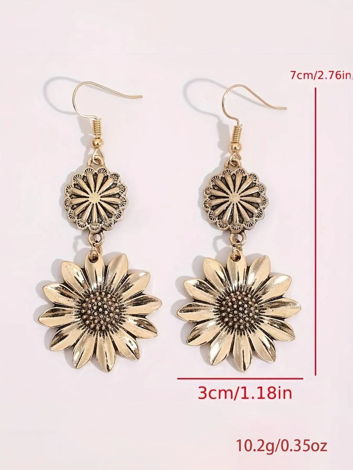 Vintage Sunflower Design Dangle Earrings, Bohemian Earrings, Fashionable Pendants Jewelry for Women for Party, Daily Clothing Decor, Trendy All-match & Exquisite Jewelry for Birthday Gift