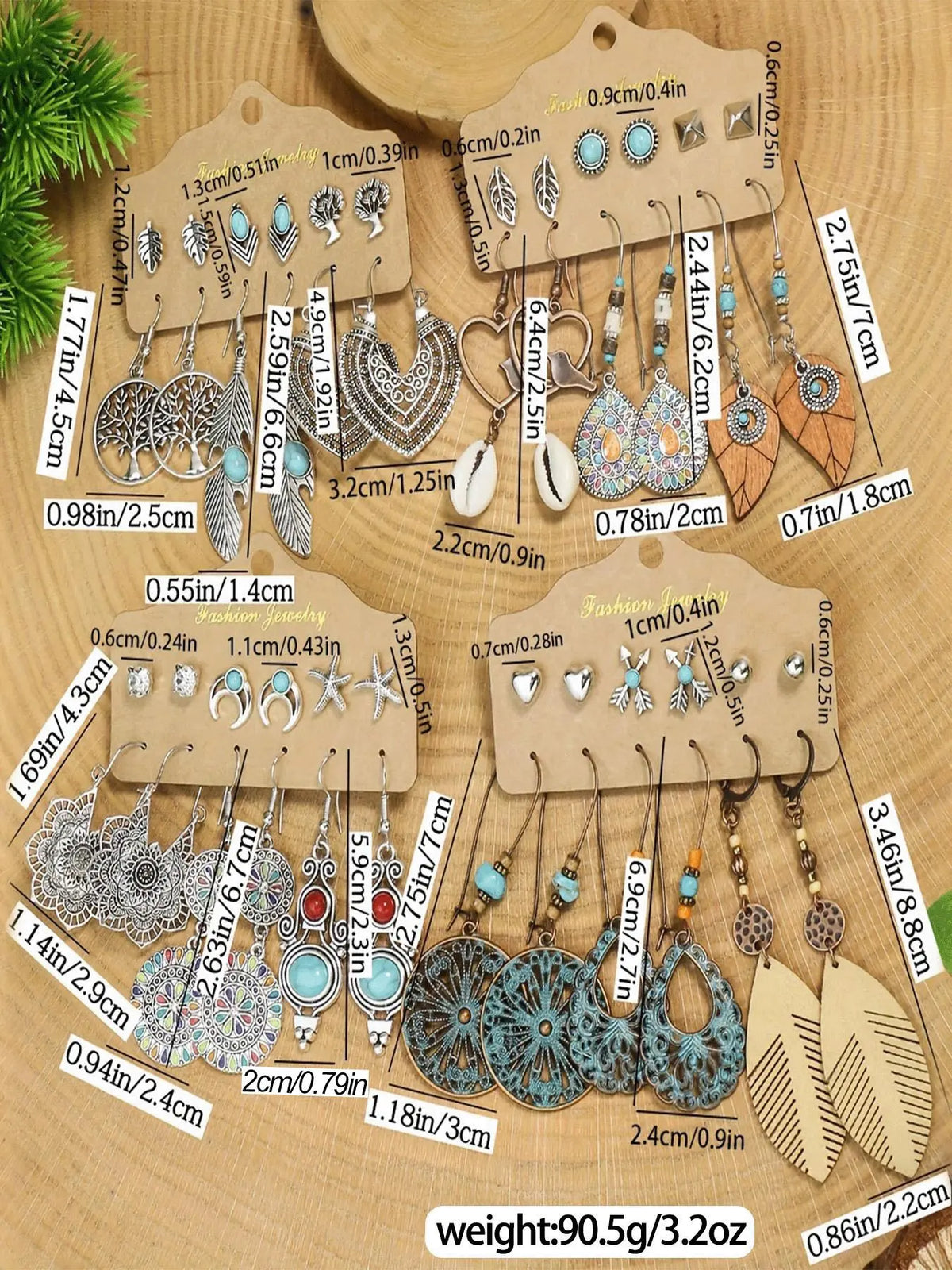 Women's Boho Turquoise-Textured Dangle and Stud Earrings Set, Retro Mixed-Design Vintage Jewelry for Parties and Daily Wear