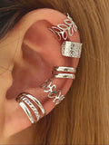 Leaf & Texture Metal Design Cuff Earrings Set, Ear Cuffs Non Piercing, Fashionable Fake Earrings for Women & Girls, Trendy All-match & Exquisite Jewelry for Birthday Gift, Earrings for Women, Fashionable Jewelry Accessories