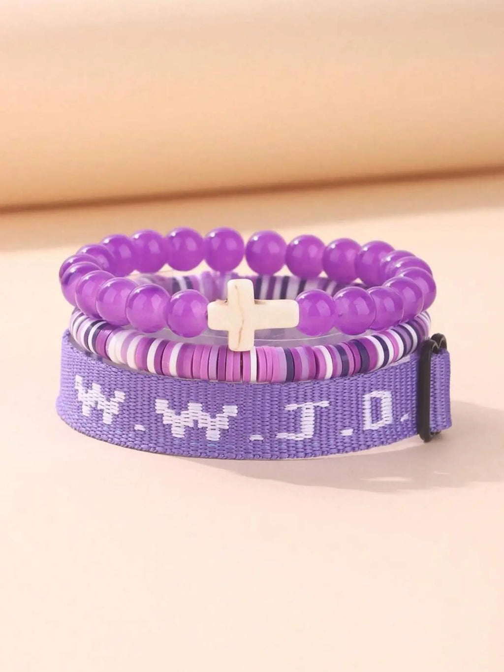 WWJD Beaded Bracelet, Fashionable Cross Charm Decor Beaded Bracelet for Women & Men, Trendy All-match & Exquisite Jewelry for Birthday Gift, Stackable Bracelets, Stackable Bracelet Set, Beaded Bracelet Sets