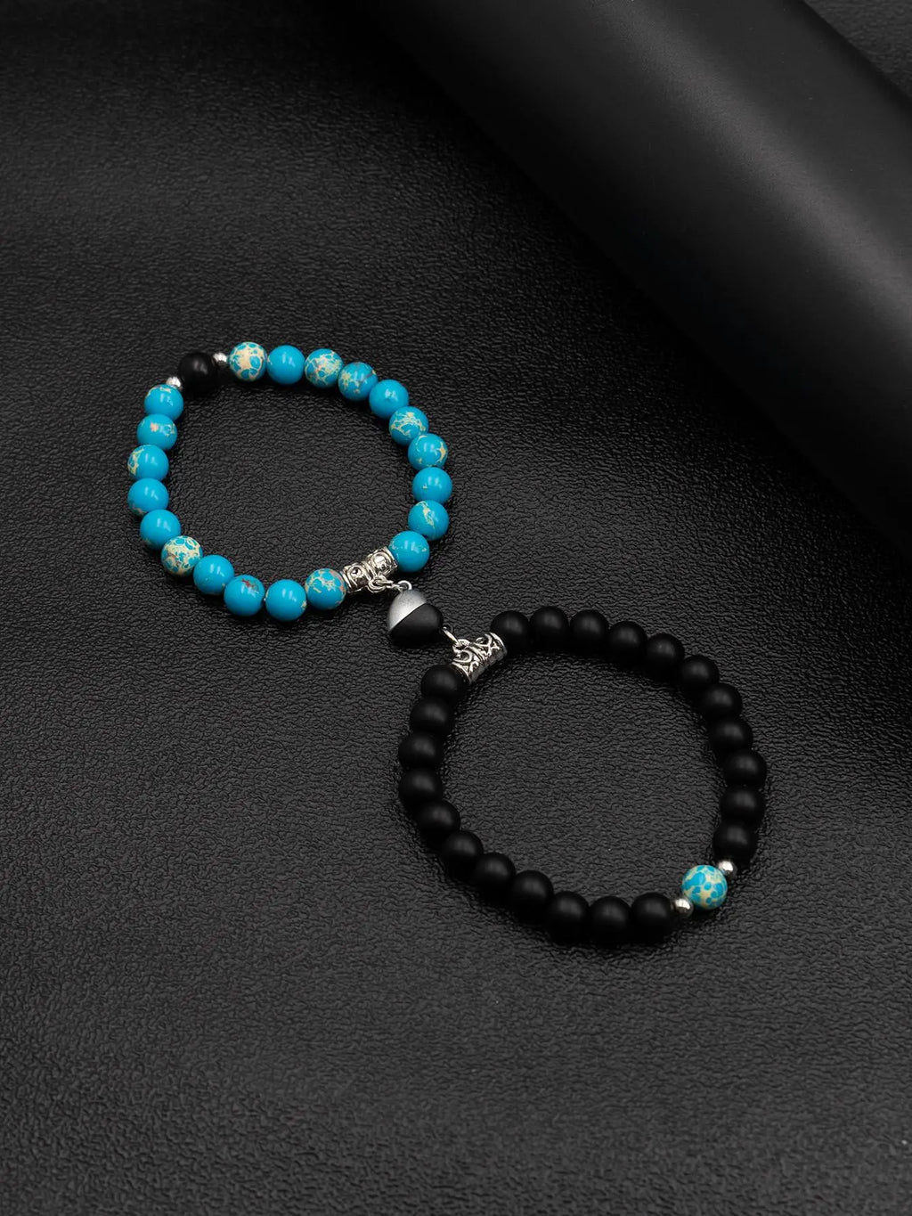 Magnetic Heart Charm Beaded Bracelet, Fashionable Couple Bracelet for Women & Men, Matching Heart Bracelets, Trendy All-match & Exquisite Jewelry for Birthday Gift, Heart Shaped Bracelet, Bracelet With Pendant, Beaded Bracelet Set