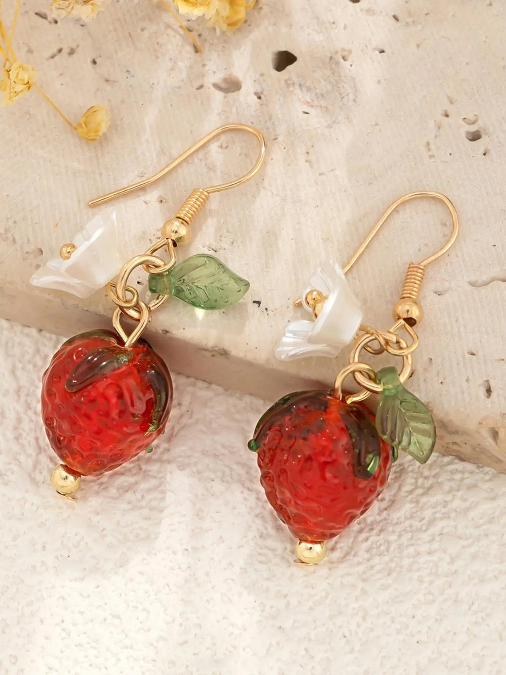 Cute Strawberry Design Dangle Earrings for Women & Girls, Fashion Floral Drop Earrings, Cute Summer Jewelry Accessories, Casual Trendy Jewelry, Fruit Veggie Earrings, Dangly Earrings, Dangling Earrings