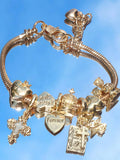 Women's Charm Bracelet, Stunning Cross, Bible, Heart, Crown & Angel Pendants, Snake Bone Chain Jewelry, Bracelet With Charms, Personalized Daily Party Accessory, Distinctive Jewelry Gift, Exquisite Bracelet, Fashion Bracelet