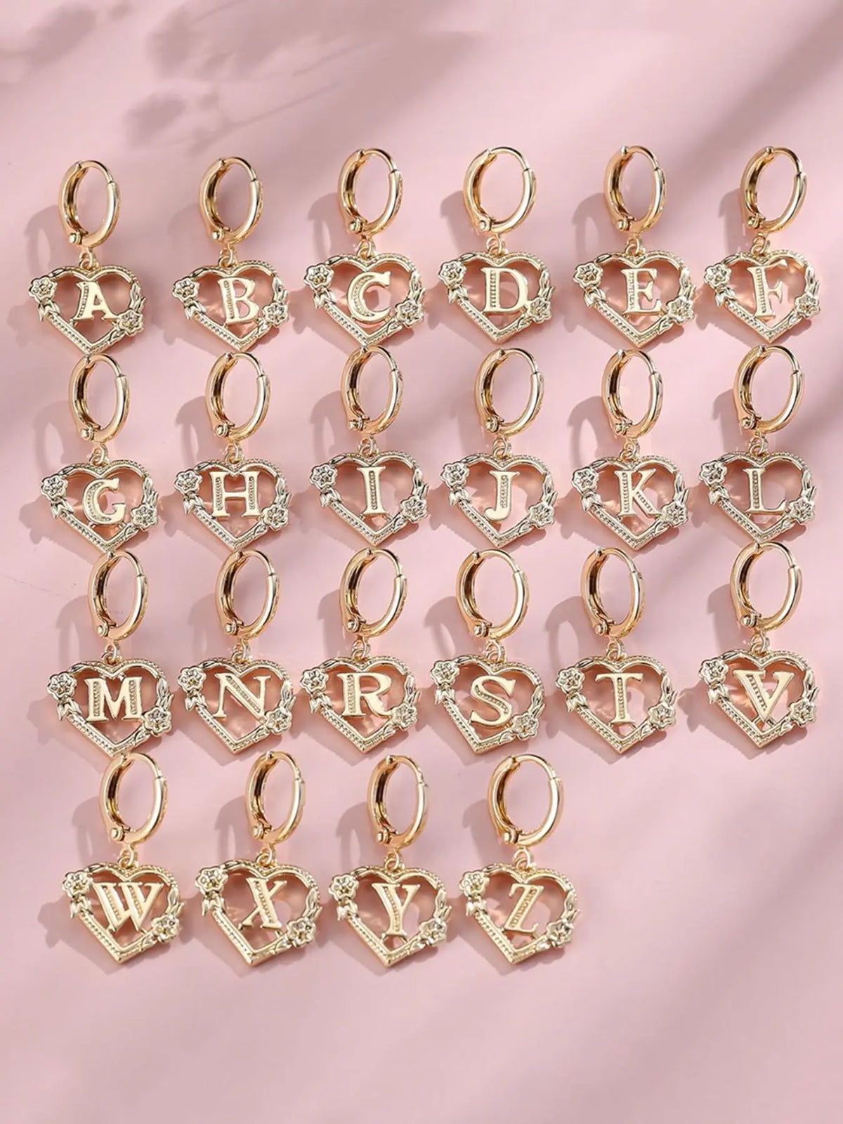 Fashionable Heart & Flower Design Dangling Earrings, Heart Shaped Earrings, Letter Design Drop Earrings for Women, Trendy All-match & Exquisite Jewelry for Birthday Gift
