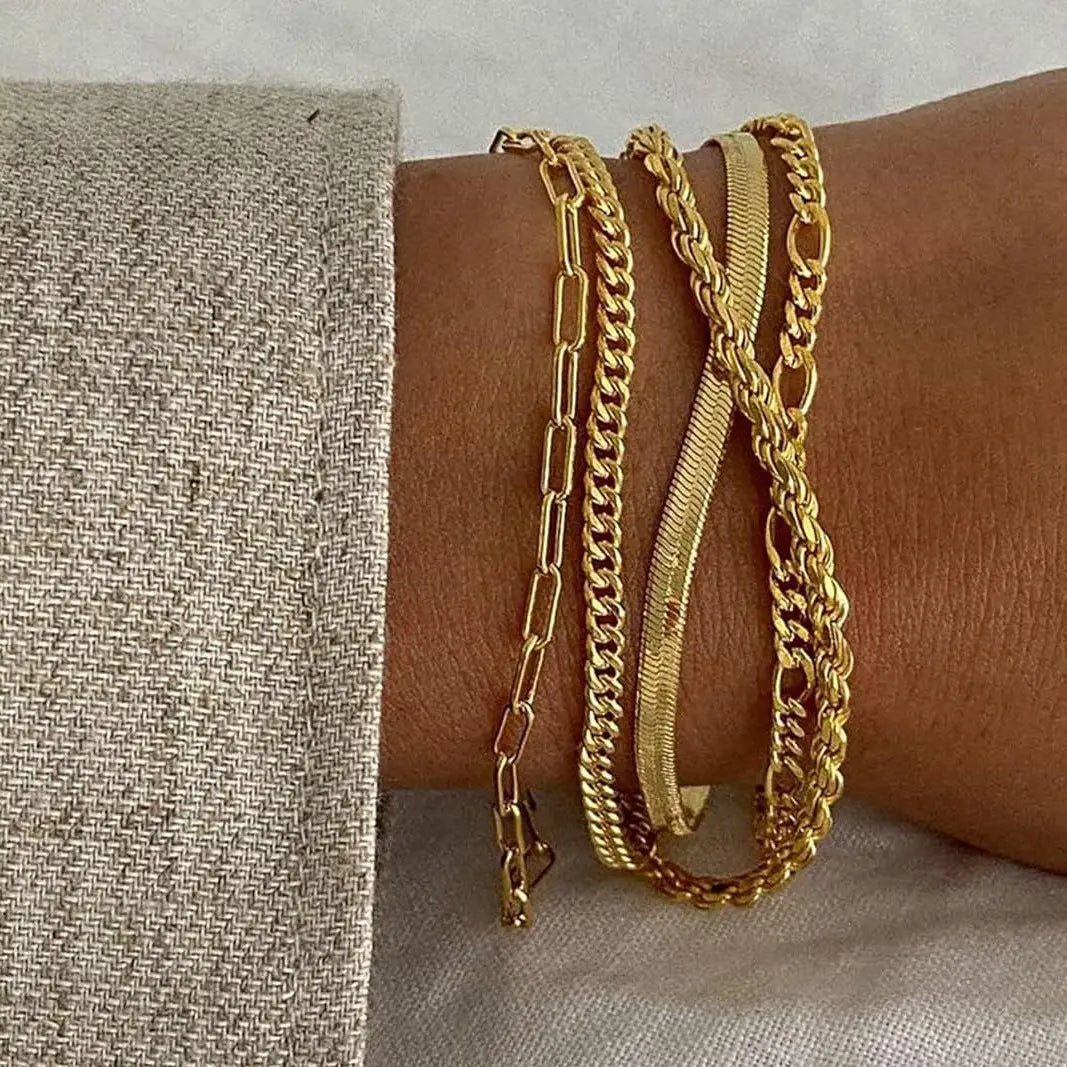 FREEKISS Bracelets For Women Jewelry Sets For Women Cute Tennis Bracelets For Fashion Cuban Link Paperclip Chain Dainty Bracelet Pack Gifts For Women Girls