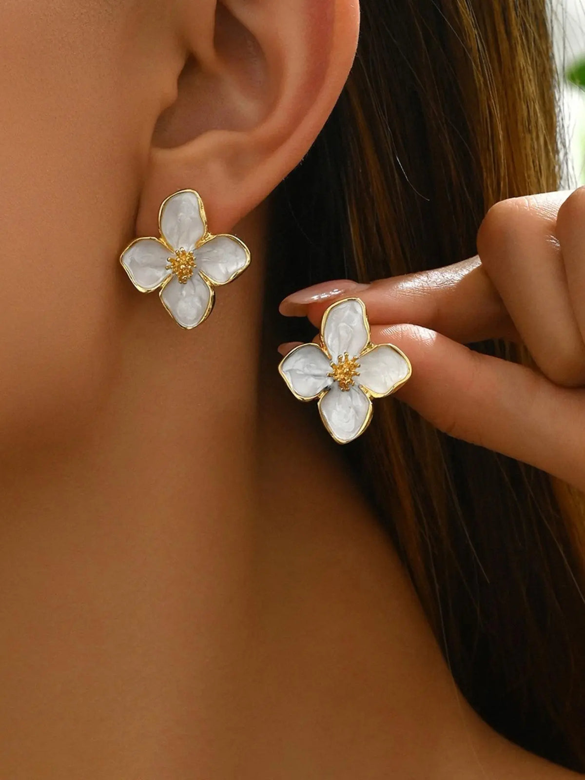 Cute Flower Design Stud Earrings, Earrings with Flat Backs, Floral Stud Earrings, Fashionable Jewelry for Women, Trendy Versatile & Exquisite Jewelry for Birthday Gifts, Dainty Fashion Jewelry, Flat Pierced Earring