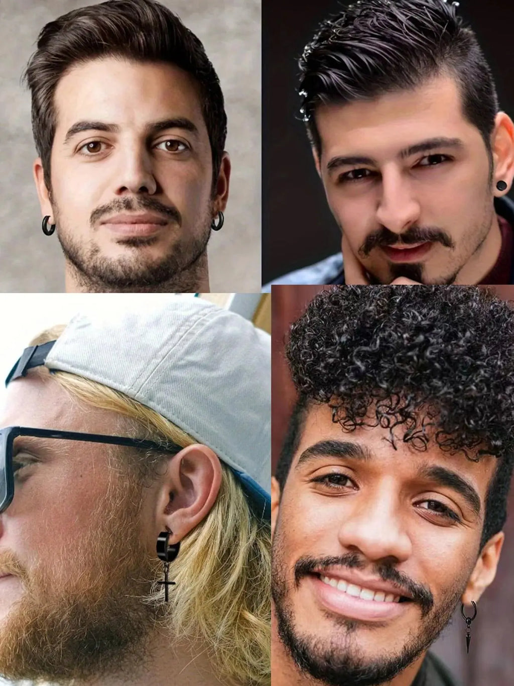 Men's Punk Style Cross and Hoop Earring Sets, Trendy Versatile Stud Earrings for Parties and Everyday Outfits, Exquisite Jewelry Gift for Birthdays, Earring Stacking Set, Ear Accessories, Earrings Studs, Casual Earrings Set