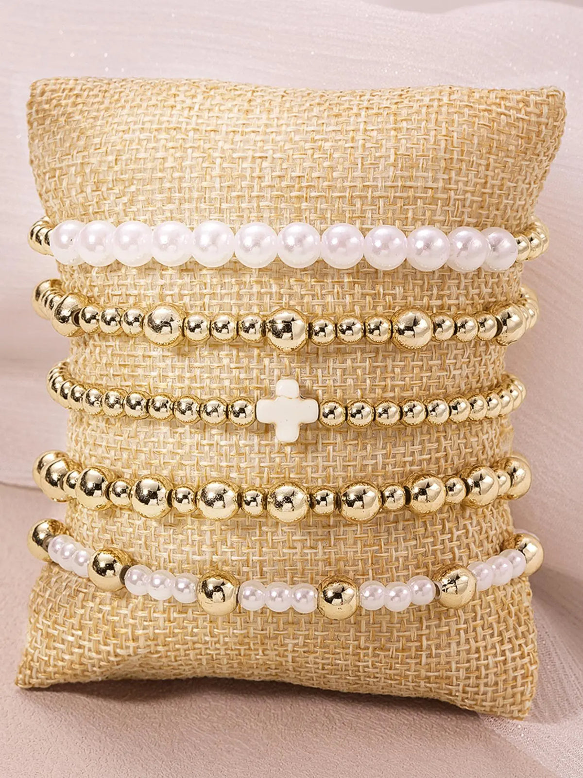 Boho Style Faux Pearl Decorated Bracelet Set, Fashion Cross Charm Beaded Bracelet Sets for Women & Men, Trendy Versatile & Exquisite Jewelry for Birthday Gift, Stackable Bracelets, Bohemian Bracelets, Bracelet Bundle