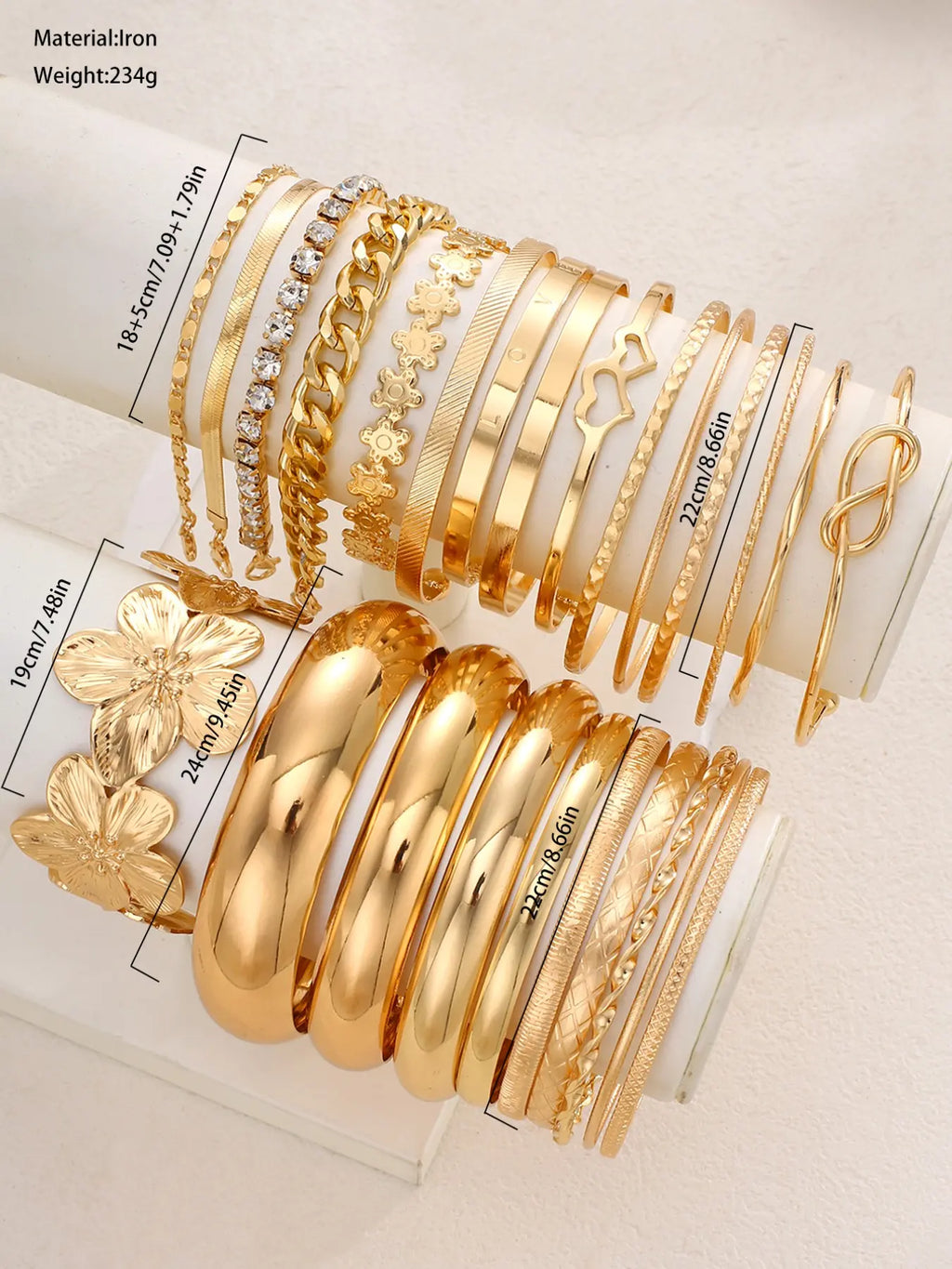 Women's Boho Floral & Heart Design Bangle Bracelet Set, Stackable Bracelets, Casual Plain Style, Ideal Jewelry Gift for Daily Wear and Special Occasions, Fashionable Bangle, Bangles Set
