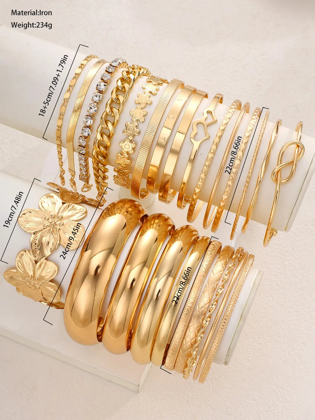 Women's Boho Floral & Heart Design Bangle Bracelet Set, Stackable Bracelets, Casual Plain Style, Ideal Jewelry Gift for Daily Wear and Special Occasions, Fashionable Bangle, Bangles Set