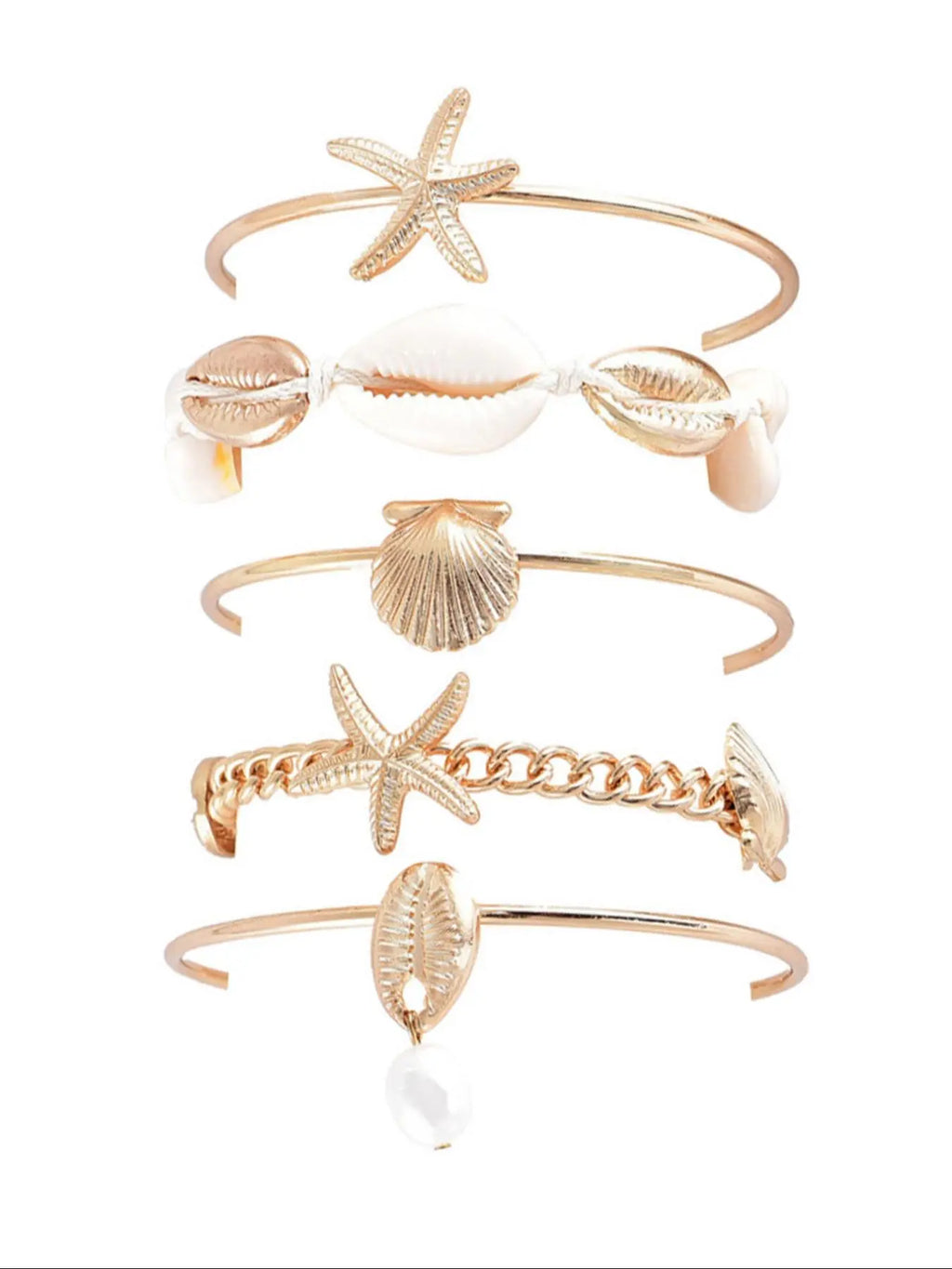 Fashionable Starfish & Shell Decorated Bracelet, Boho Style Jewelry for Women, Trendy All-match & Exquisite Jewelry for Birthday Gift, Bangles Bracelets Set, Stackable Bracelets, Fashion Chic Accessories, Bracelet Sets