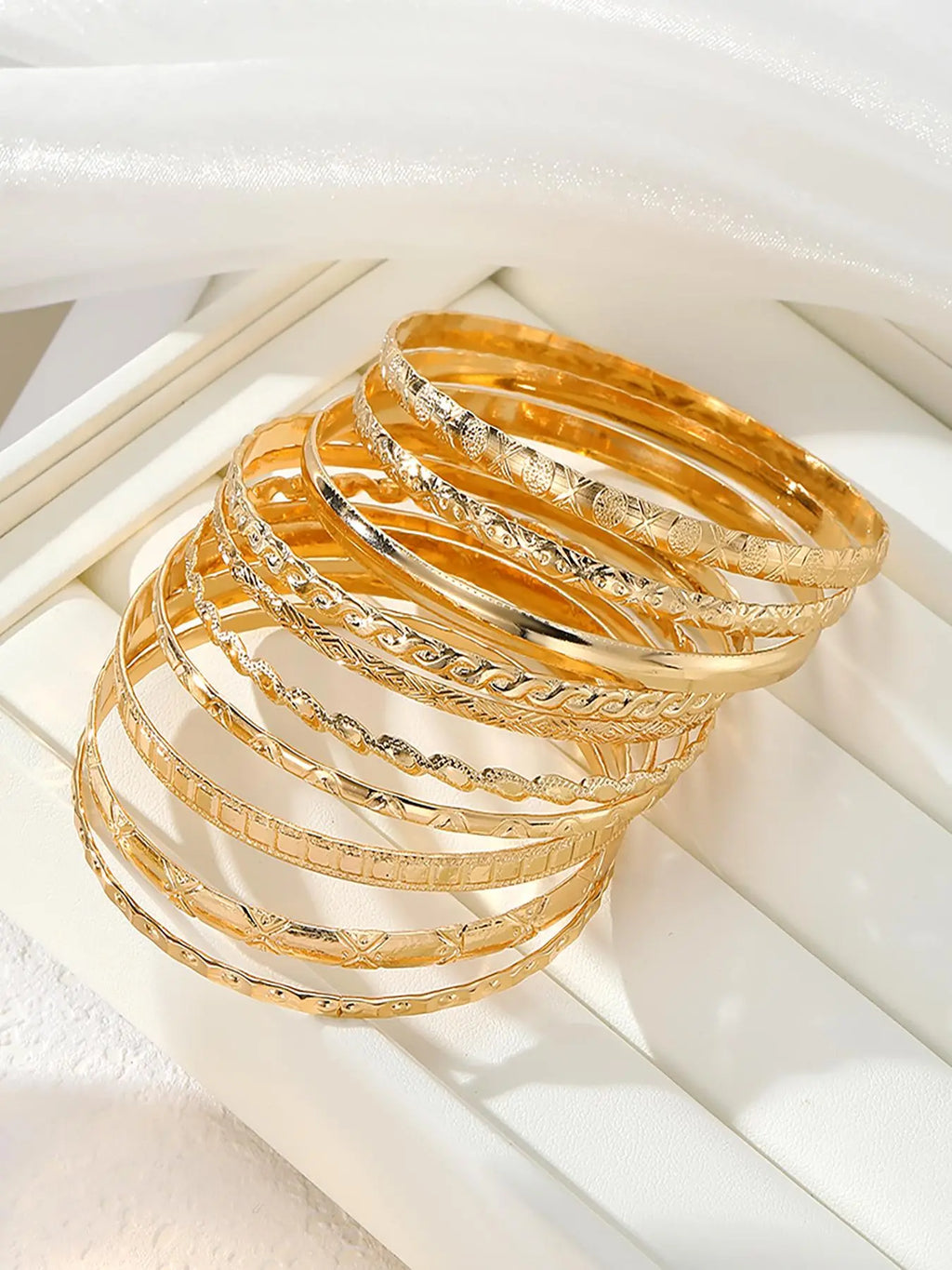 Elegant Women's Stackable Bangle Set, Square Twist & Textured Design, Stylish Jewelry Gift for Parties & Daily Wear