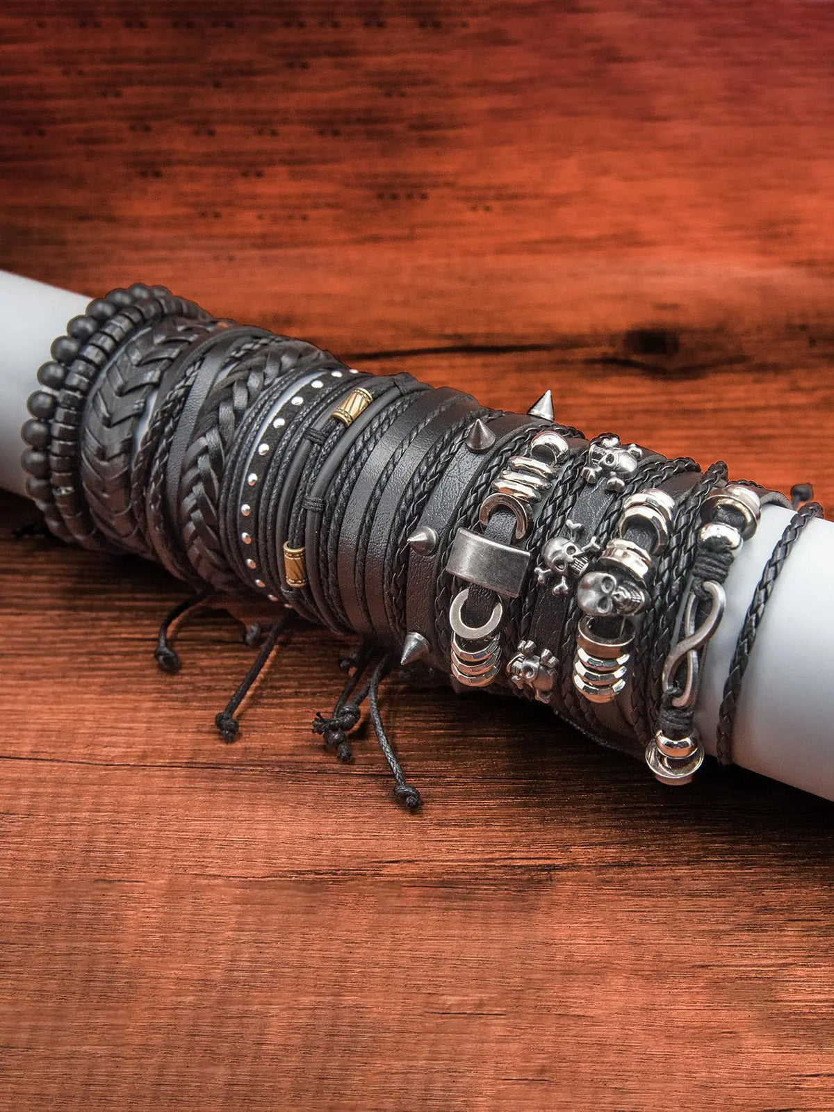 Punk Style Layered Bracelets, Bracelet Bundle, Bracelet Combination Set, 13pcs/set Fashion Beaded Bracelets & Drawstring Bracelets for Men & Women, Trendy All-match & Vintage Jewelry, Trendy Jewellery Accessories for Birthday Gift, Stackable Bracelet Set