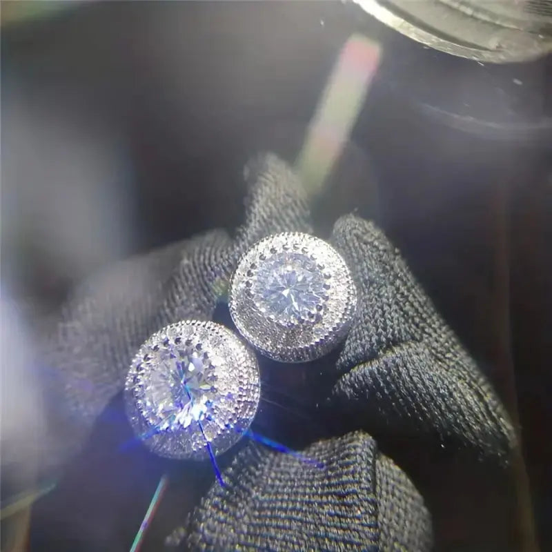 Women's Bling Sparkle Shine Ear Studs - Retro Look Round Zircon Starburst Rhinestone Jewelry, Unisex Fit Cool Costume Accessories, Holiday Gift Ready