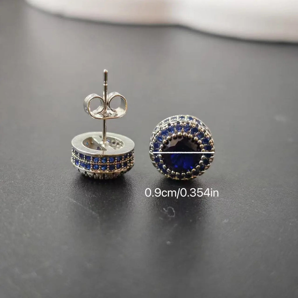 Women's Bling Sparkle Shine Ear Studs - Retro Look Round Zircon Starburst Rhinestone Jewelry, Unisex Fit Cool Costume Accessories, Holiday Gift Ready