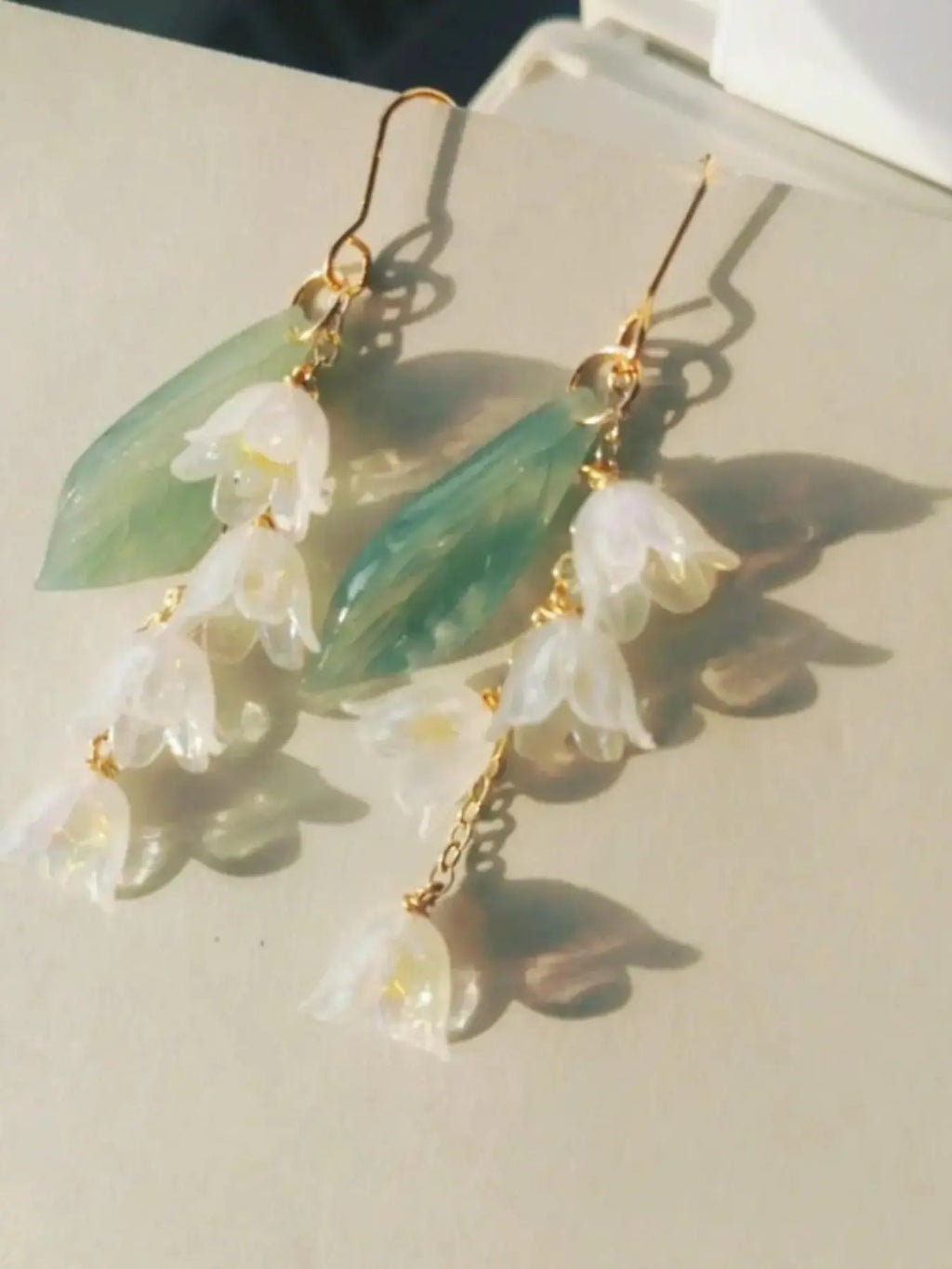 Tulip Leaf Women's Romantic Style Earrings, Pearl Glossy Flower Shape Long Fringe Fashion Earrings, Elegant Jewelry, Fashion Jewelry Party, Fashionable Earrings