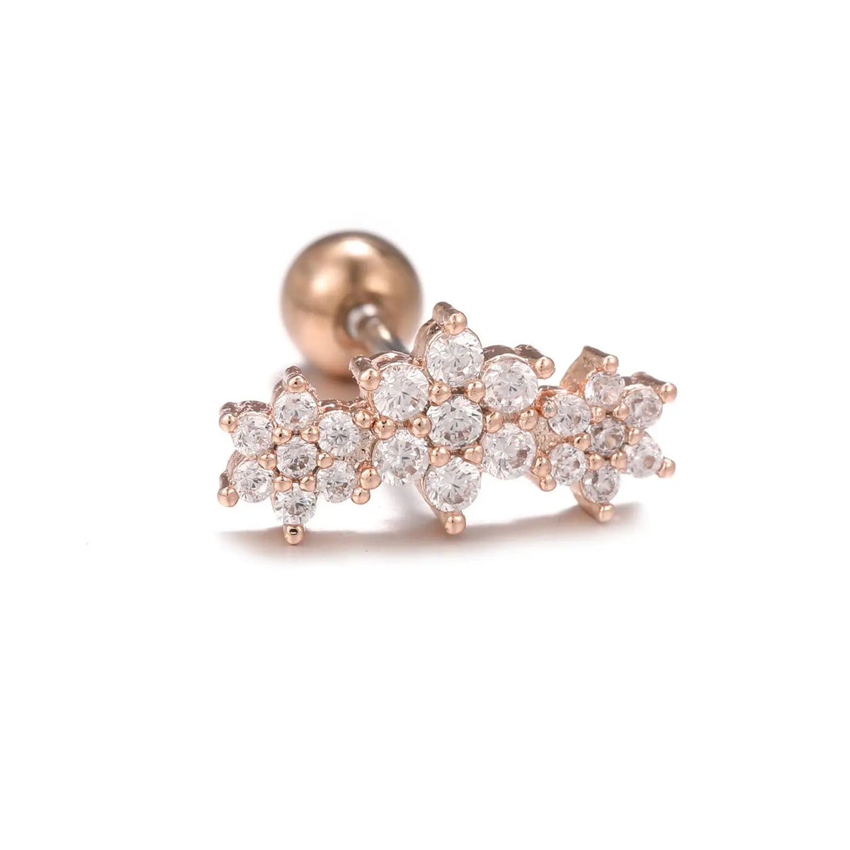 Women’s 16G Sparkling 3-Flower Cubic Zirconia Cartilage Stud Earrings, Hypoallergenic Stainless Steel, Dainty Piercing Jewelry for Daith Conch Tragus Helix, Earrings for Women for Daily Wear & Party Occasions,sohochic