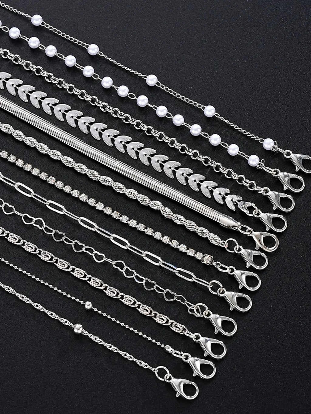 Women's Fashion Boho Style Bracelet Set, Layered Bracelet Set, Bracelets Stacking, & Silver Zinc Alloy Chain Jewelry for Women Daily Wear Accessories, Aesthetic Jewelry