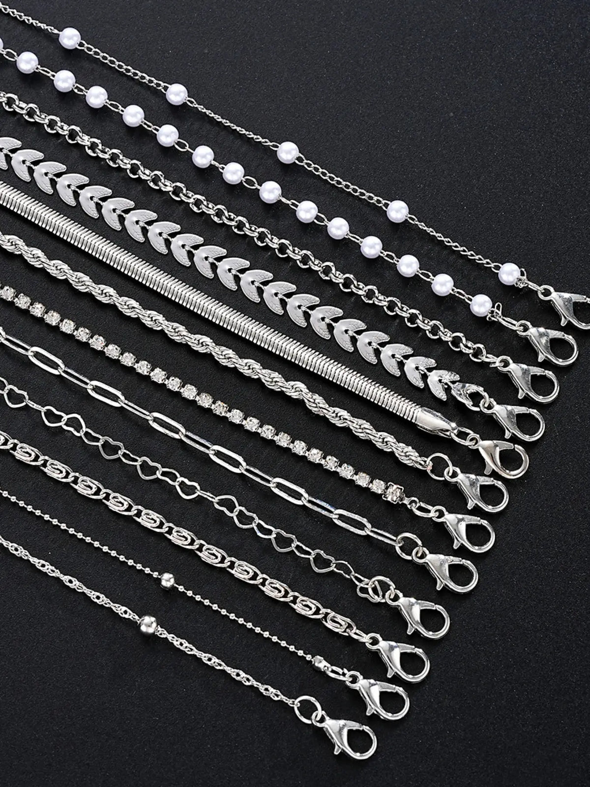Women's Fashion Boho Style Bracelet Set, Layered Bracelet Set, Bracelets Stacking, & Silver Zinc Alloy Chain Jewelry for Women Daily Wear Accessories, Aesthetic Jewelry