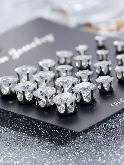 12/24 Pairs Earring Set, Elegant Geometric Artificial Zircon High Quality Earrings, Unisex Jewelry for Daily Wear, Party, Wedding Gifts