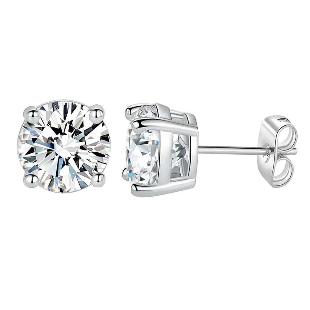 MDFUN 6MM Round Cubic Zirconia Stud Earrings Set, 4-Prong Setting Clear CZ Earrings for Men and Women, Hypoallergenic Classic Minimalist Jewelry,sohochic