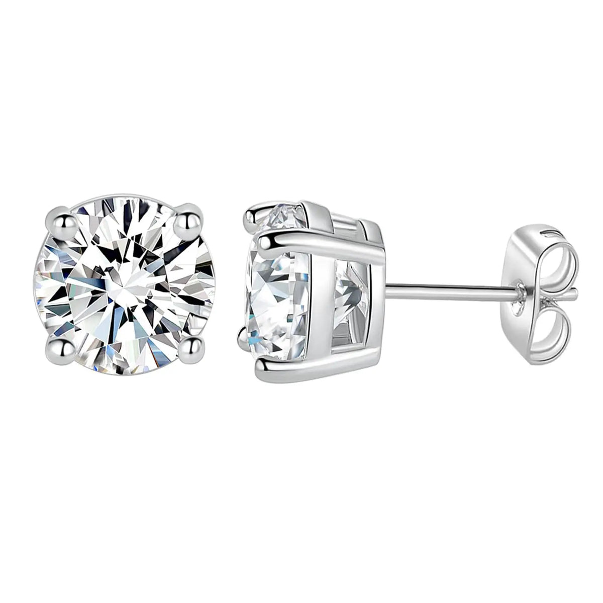 MDFUN 6MM Round Cubic Zirconia Stud Earrings Set, 4-Prong Setting Clear CZ Earrings for Men and Women, Hypoallergenic Classic Minimalist Jewelry,sohochic