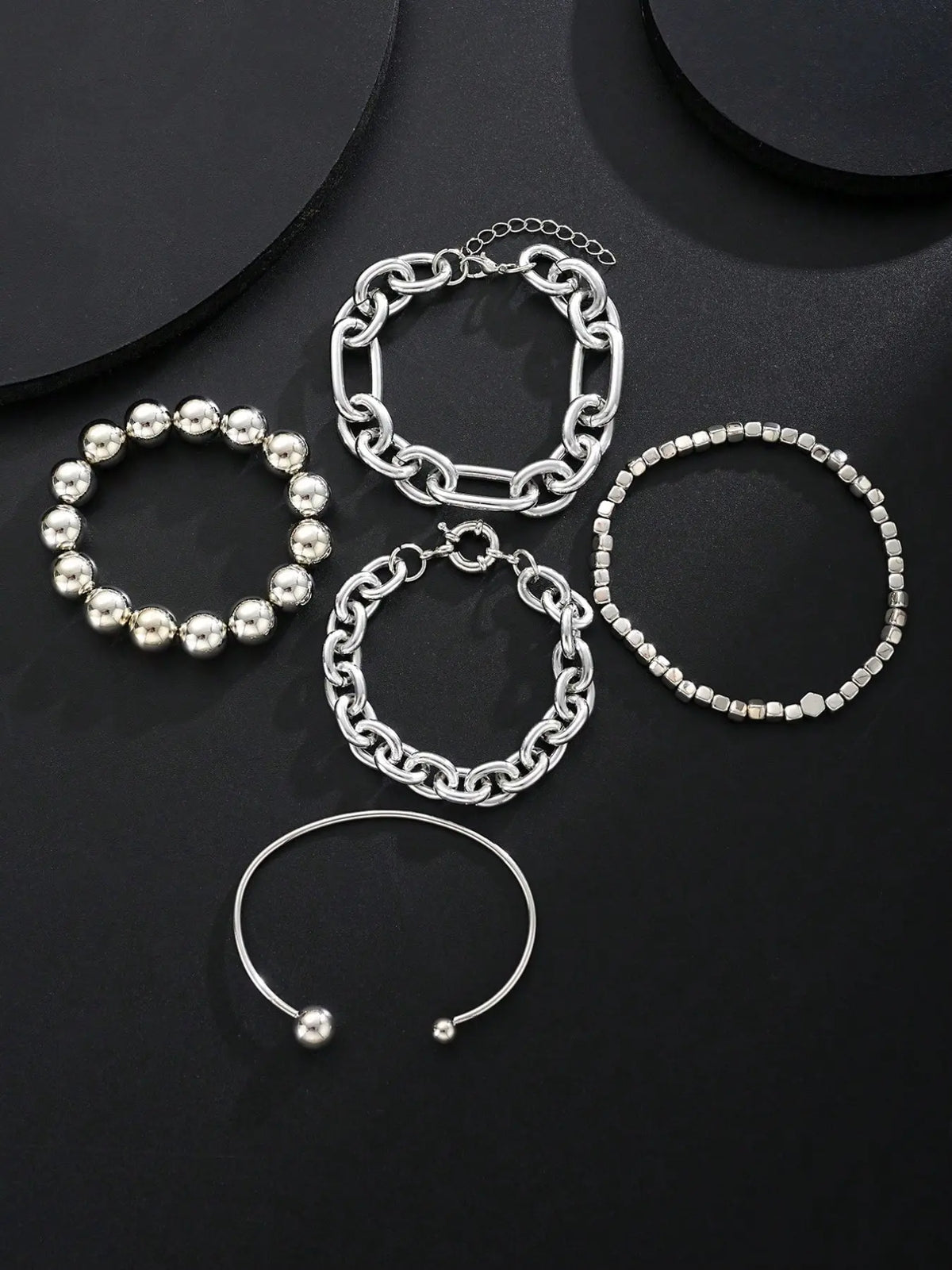Vintage Exaggerated Minimalist Old Coin Design Layered Chunky Chain & Bracelets Stack, Perfect for Dates, Vacations, Parties, Gifts