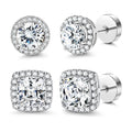 FASACCO Unisex 7mm Flat Back Cubic Zirconia Stud Earrings - Geometric Round/Square, Nickel-Free Metal, AAA+ CZ Shine, Durable Costume Jewelry, Fashion Studs, Men's Earrings for Daily Wear sohochic