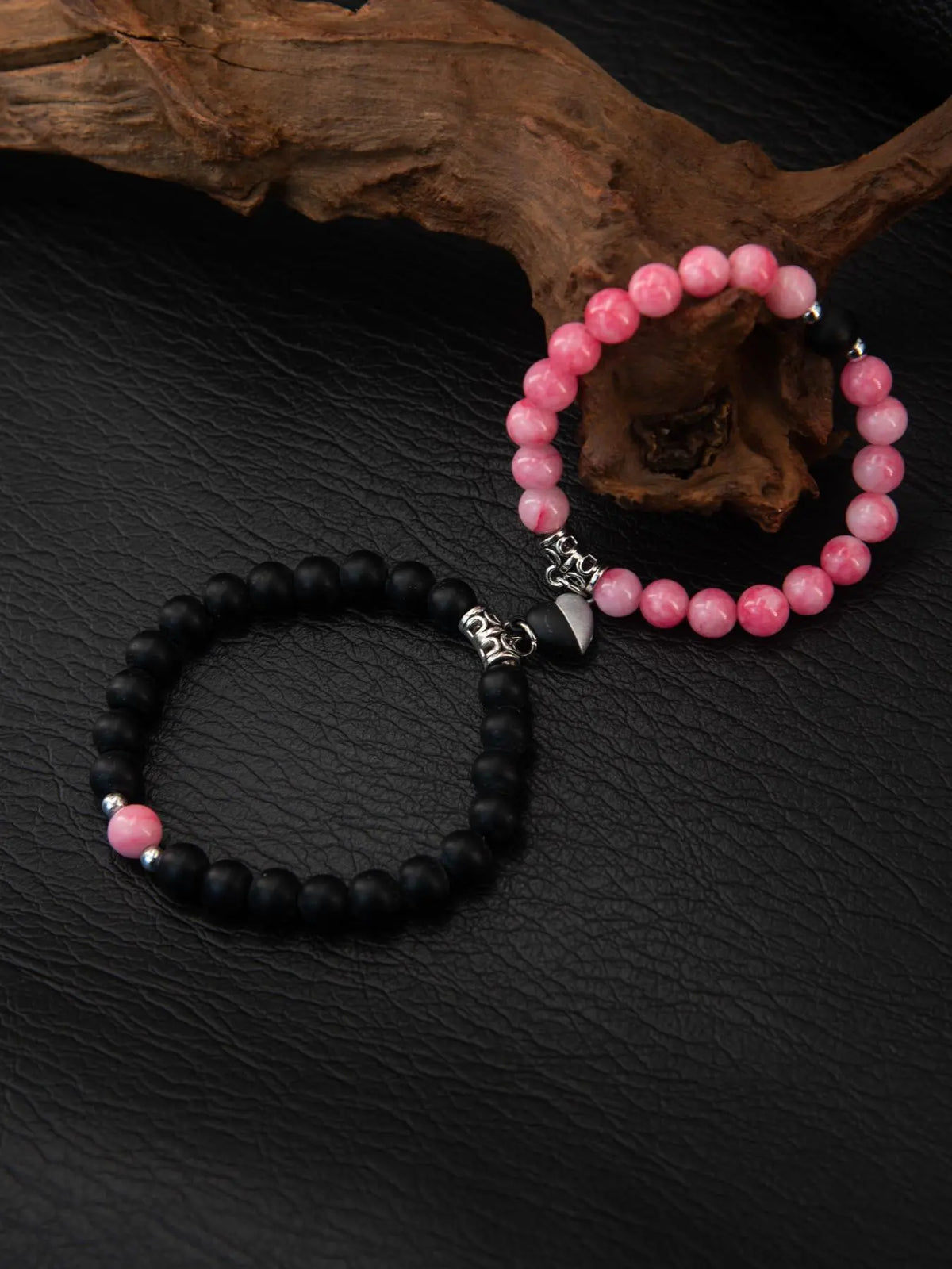 Magnetic Heart Charm Beaded Bracelet, Fashionable Couple Bracelet for Women & Men, Matching Heart Bracelets, Trendy All-match & Exquisite Jewelry for Birthday Gift, Heart Shaped Bracelet, Bracelet With Pendant, Beaded Bracelet Set