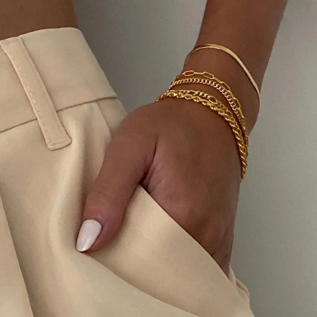 FREEKISS Bracelets For Women Jewelry Sets For Women Cute Tennis Bracelets For Fashion Cuban Link Paperclip Chain Dainty Bracelet Pack Gifts For Women Girls