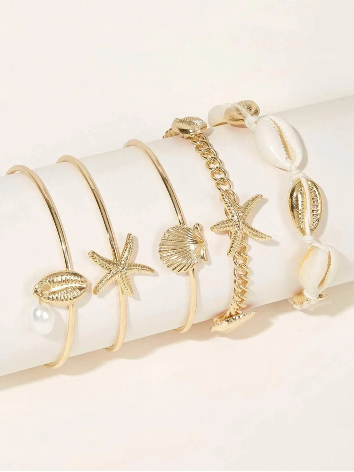 Fashionable Starfish & Shell Decorated Bracelet, Boho Style Jewelry for Women, Trendy All-match & Exquisite Jewelry for Birthday Gift, Bangles Bracelets Set, Stackable Bracelets, Fashion Chic Accessories, Bracelet Sets
