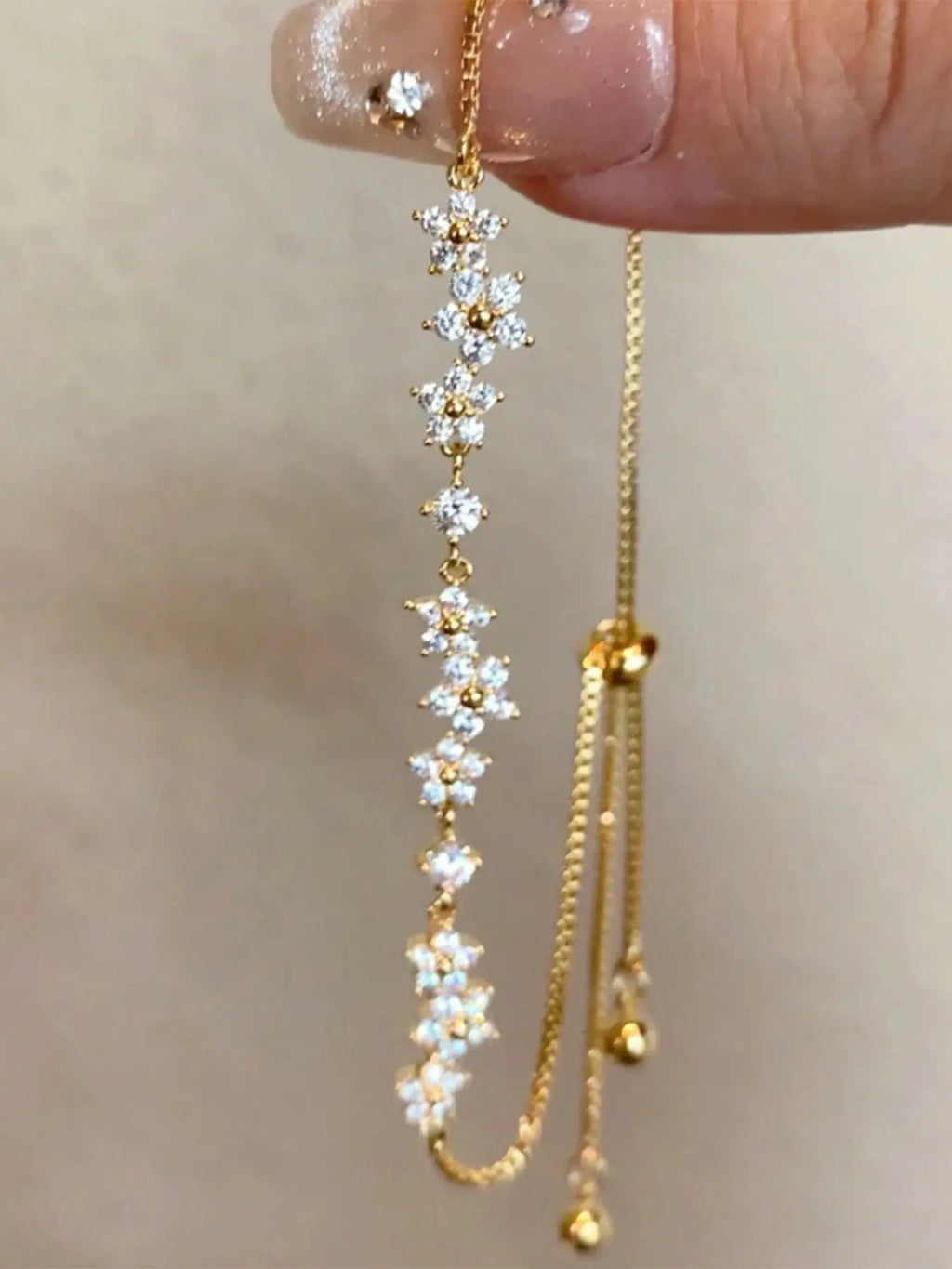 Elegant Adjustable Zircon Flower Bracelet for Women, Casual Style Accessory, Perfect for Daily Wear, Holiday Gifts, Elegant Jewelry Bracelet, Hand Chain Jewelry
