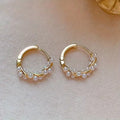 Women's Gold-Plated Alloy Stud Earrings - Lightweight Minimalist Fashionable Jewelry Accessories with Pearl-Like Bling Accents, Dainty Costume Jewelry for Everyday Elegance