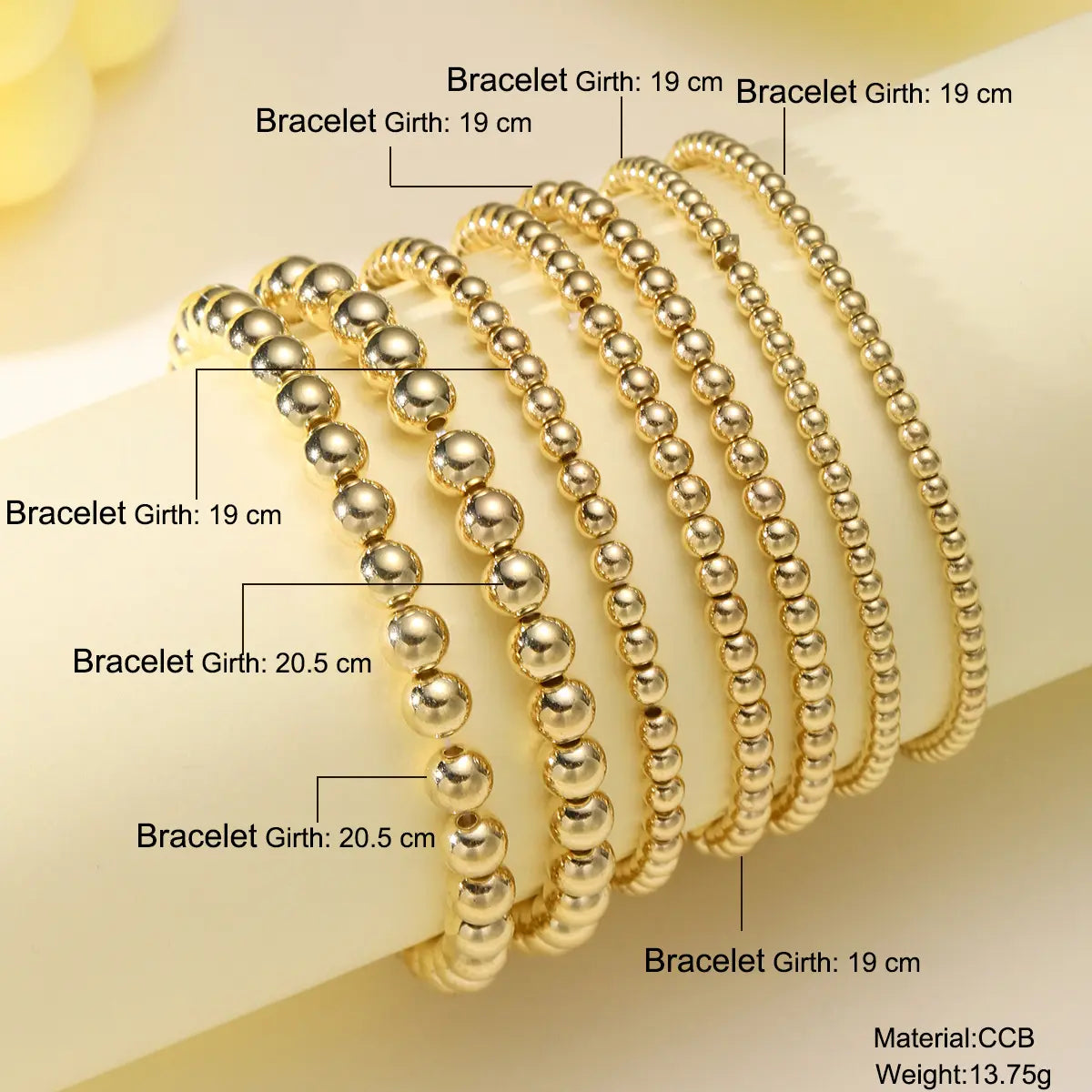 Women's 14Pcs Minimalist Gold-Toned Bangles Bracelets Set, Elastic Boho Stackable Beaded Mix Female Bracelets, Comfortable Stretch Costume Jewelry for Birthday,sohochic