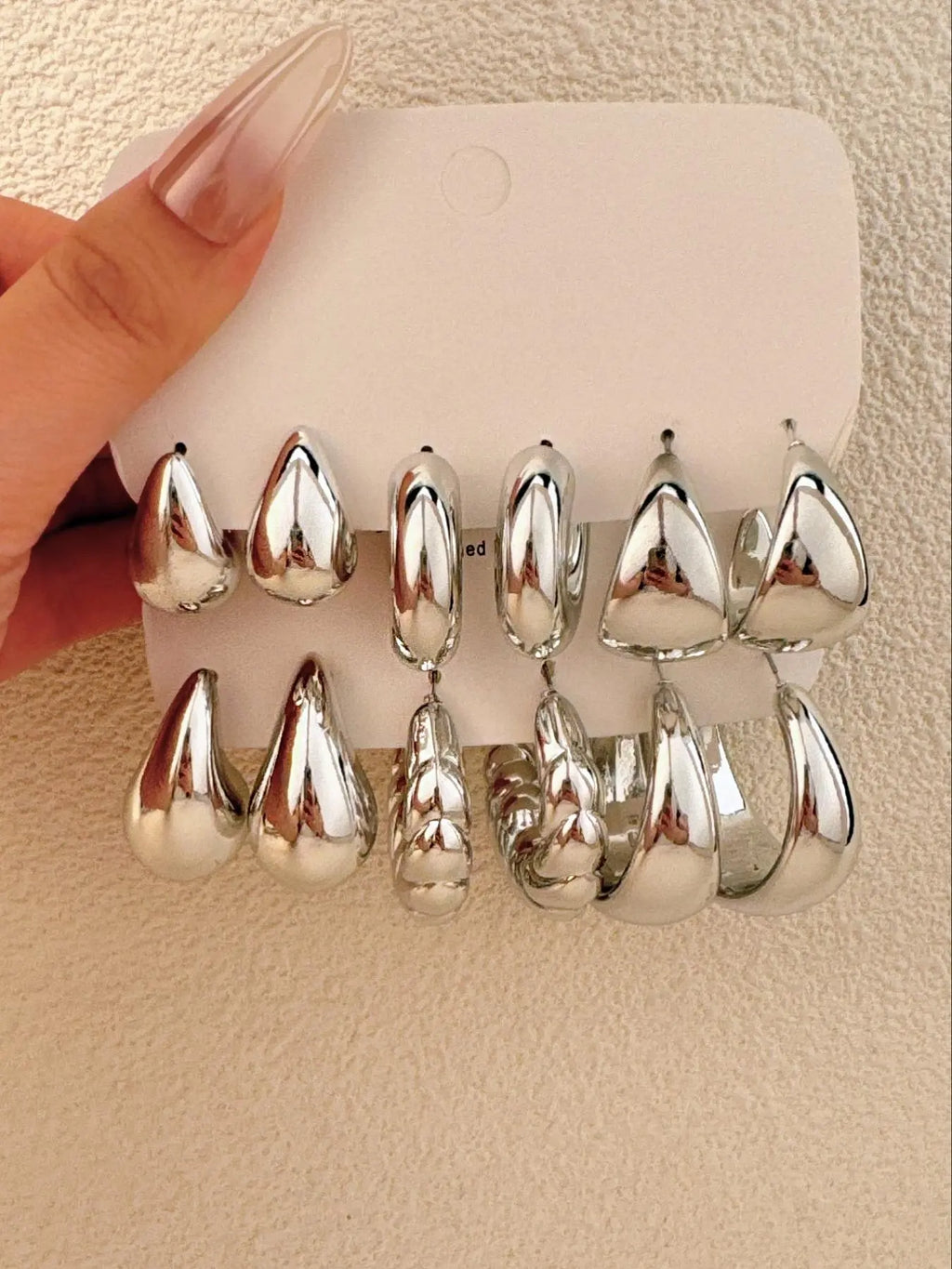 Women's Elegant Water Drop Shaped Hoop Earrings, Exquisite Trendy Earrings, Fashionable Jewelry, Stylish Jewelry for Women & Girls for Daily & Party Decoration, Statement Hoops Earrings, Earrings Set