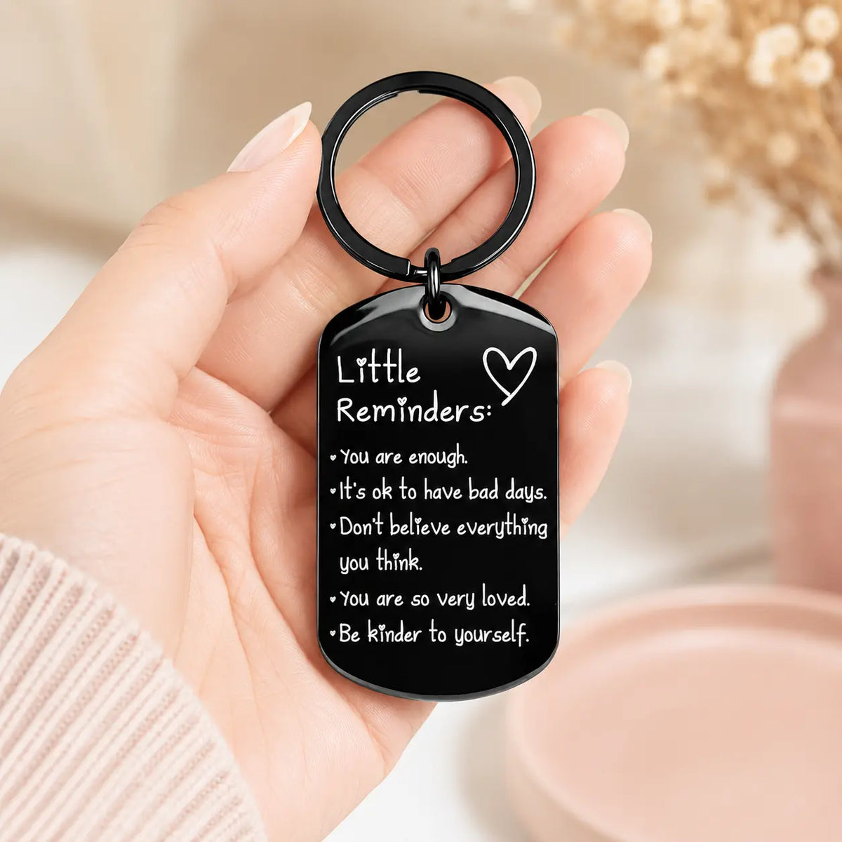Little Reminders Keychain for Women Men, You Are Enough Inspirational Keyring, Uplifting Gift for Friends