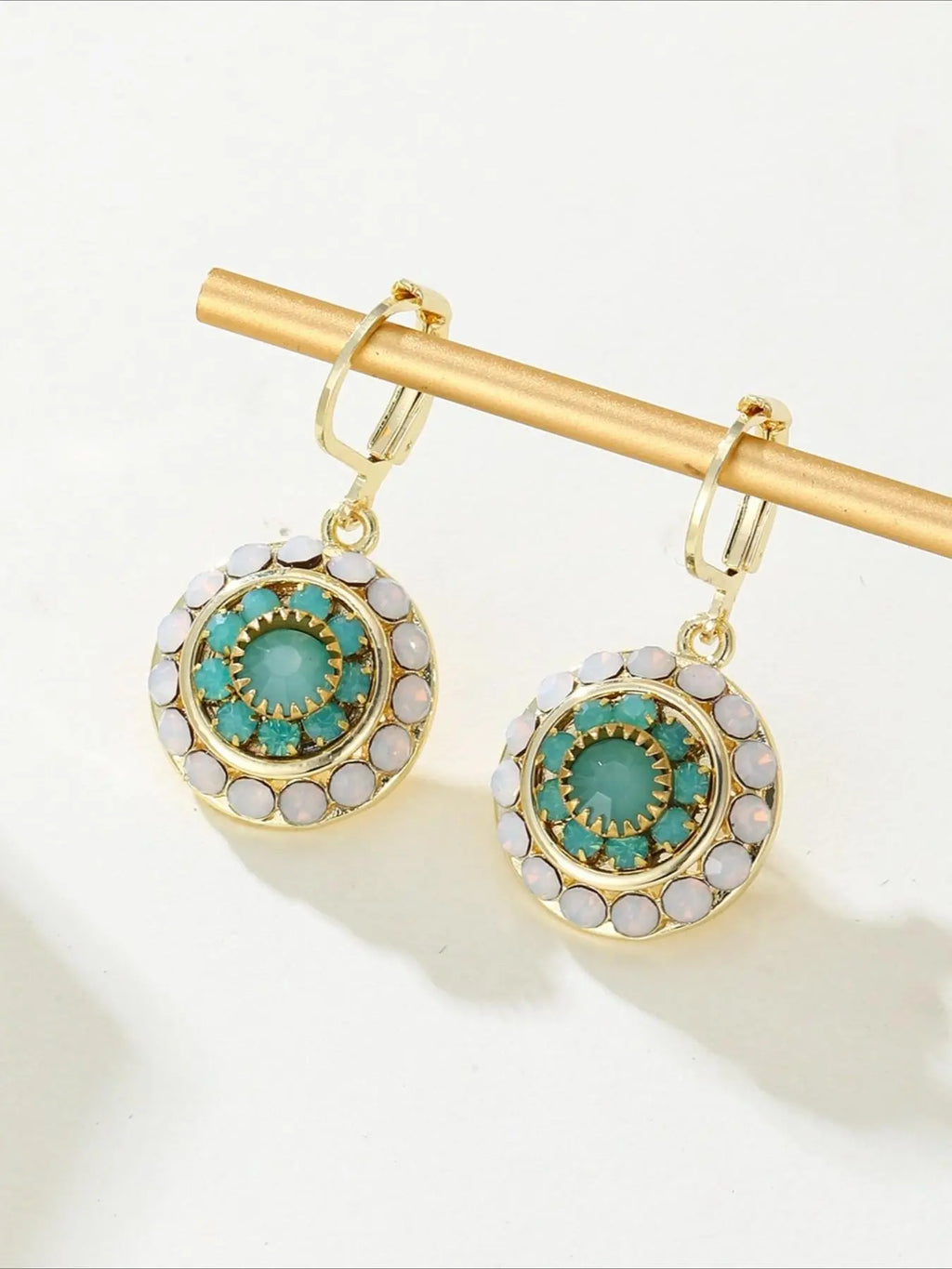 Boho Ethnic Feng Shui Rhinestone Flower Round Pendant Earrings, Vintage Design Women's Party Vacation Personality Ear Rings, Earrings Sparkling Earrings Hoops, Vintage Statement Earrings, Circle Shape Earrings, Stylish Jewelry, High Quality Earrings